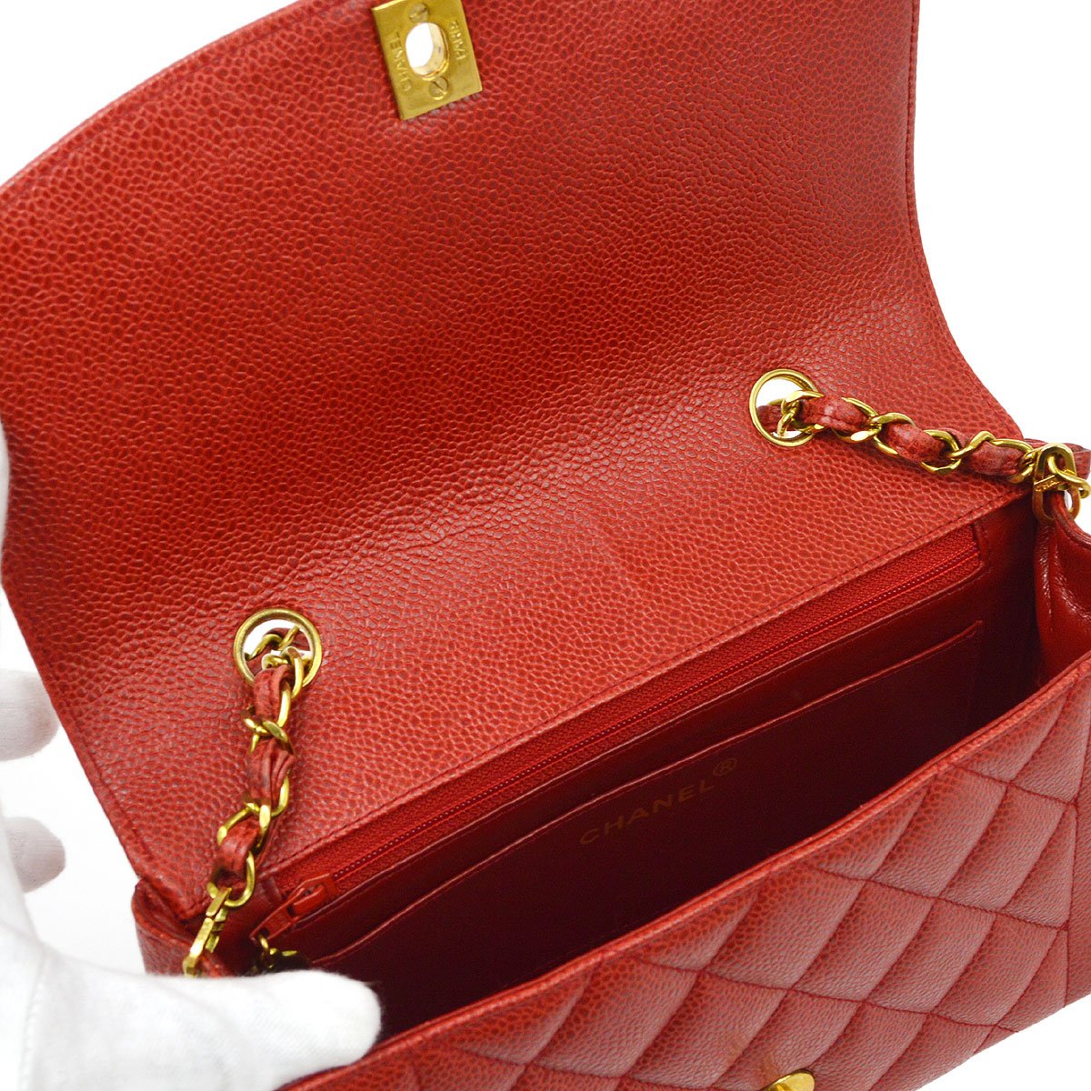 CHANEL 1991-1994 Red Caviar Diana Small