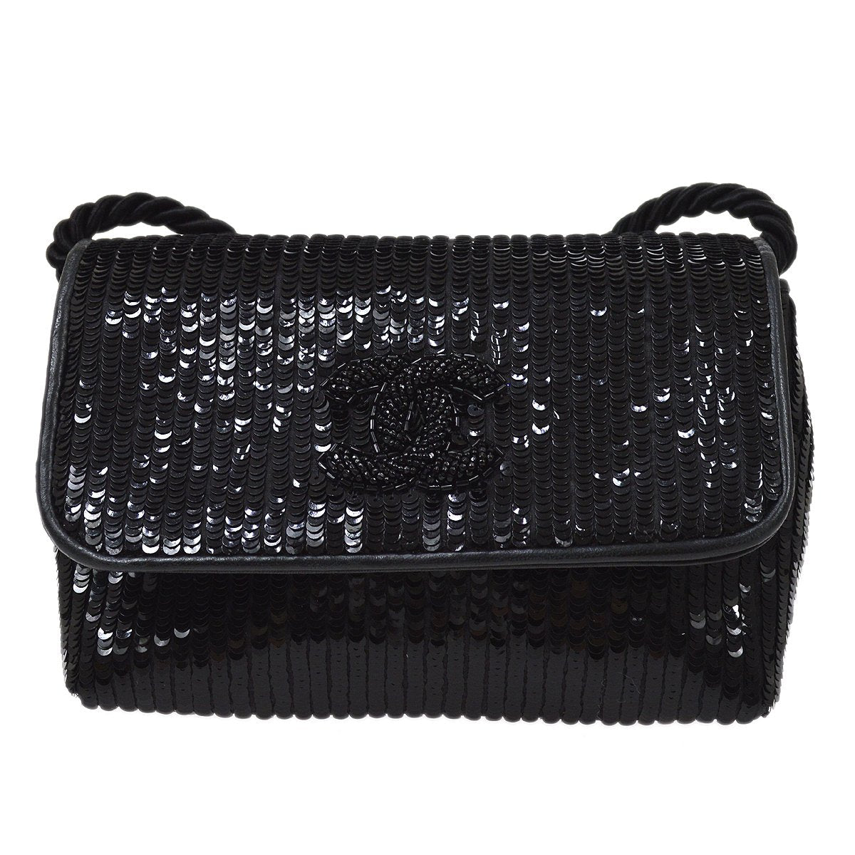 Chanel 1986-1989 Black Sequins Pochette