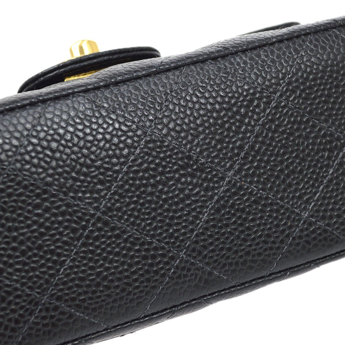 CHANEL 2003-2004 Classic Square Flap 17 Black Caviar