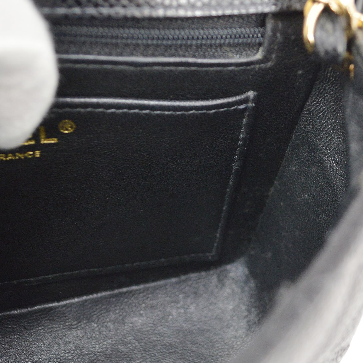 CHANEL 2003-2004 Classic Square Flap 17 Black Caviar