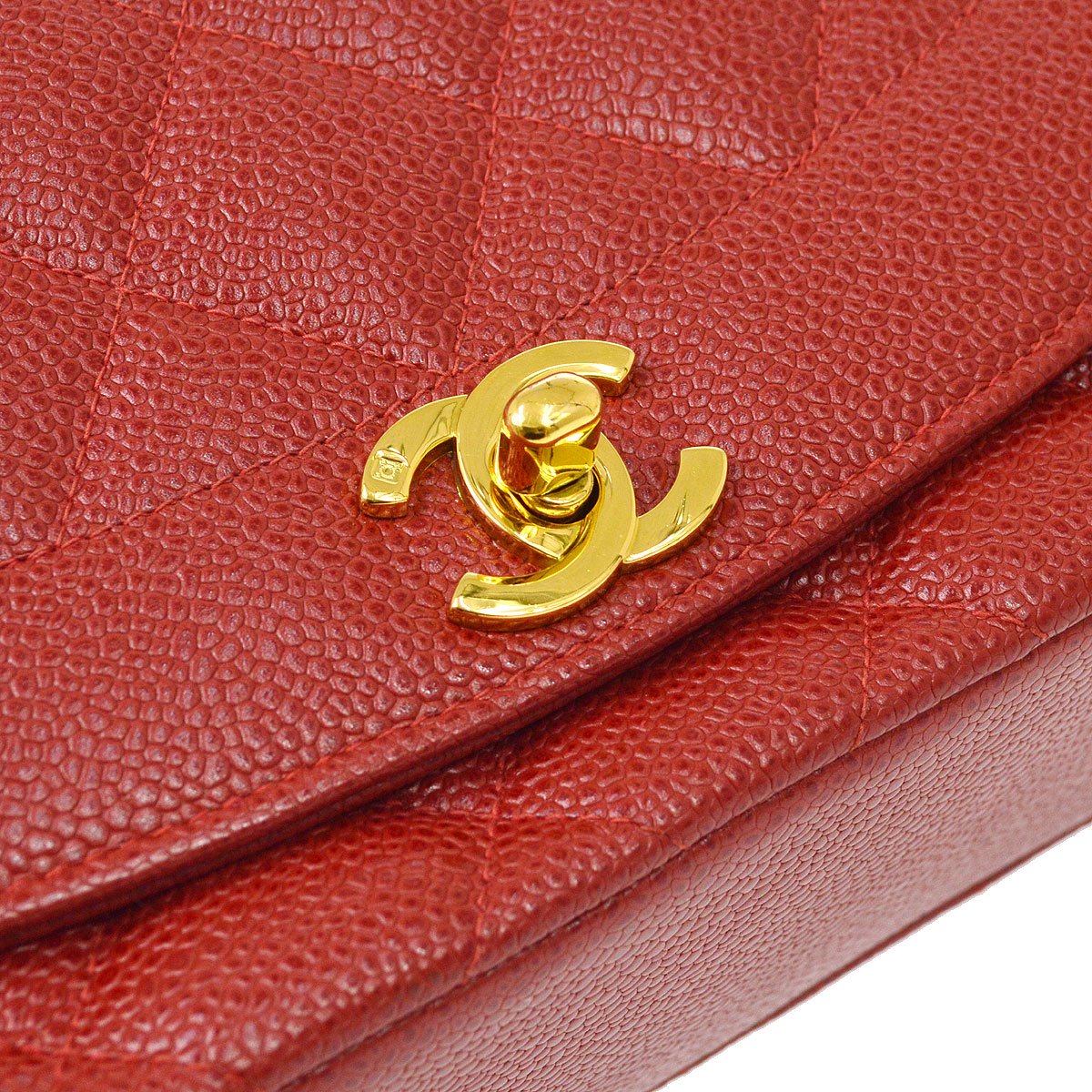 Chanel 1994-1996 Red Caviar Medium Diana Flap Bag