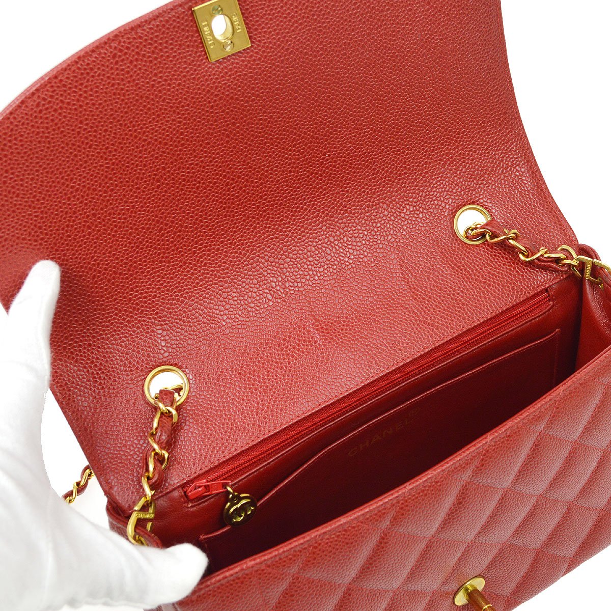 Chanel 1994-1996 Red Caviar Medium Diana Flap Bag