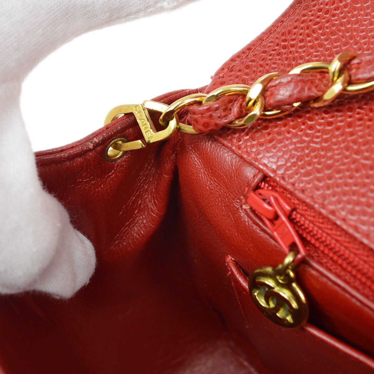 Chanel 1994-1996 Red Caviar Medium Diana Flap Bag