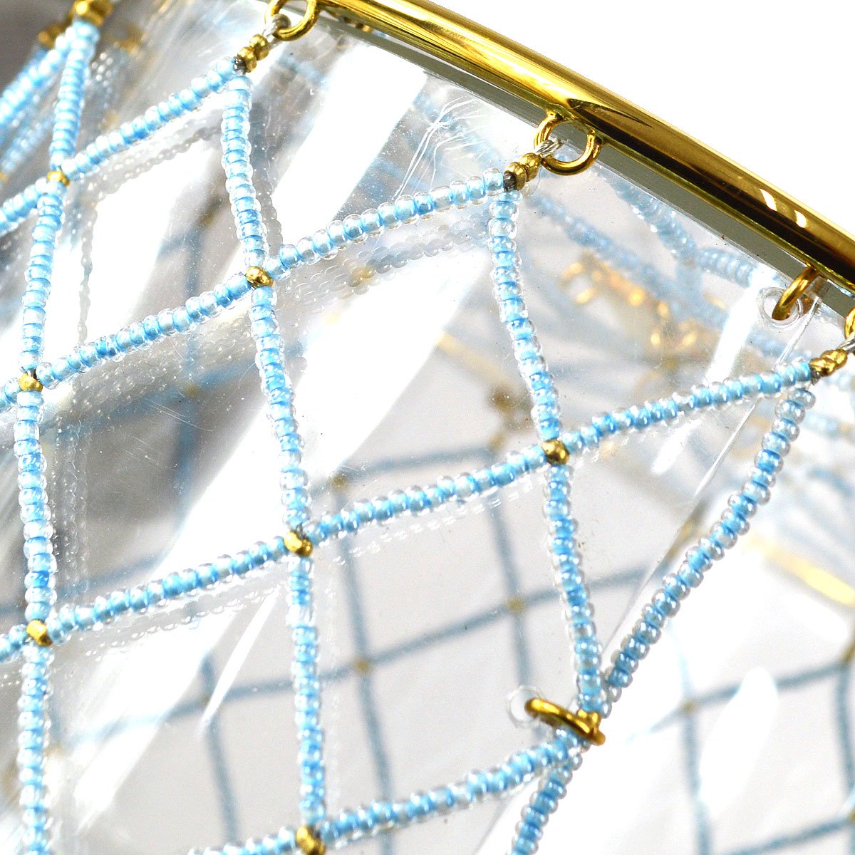 CHANEL 1990s Minaudiere Dreamcatcher Beaded Gold Transparent Round Circle Bag