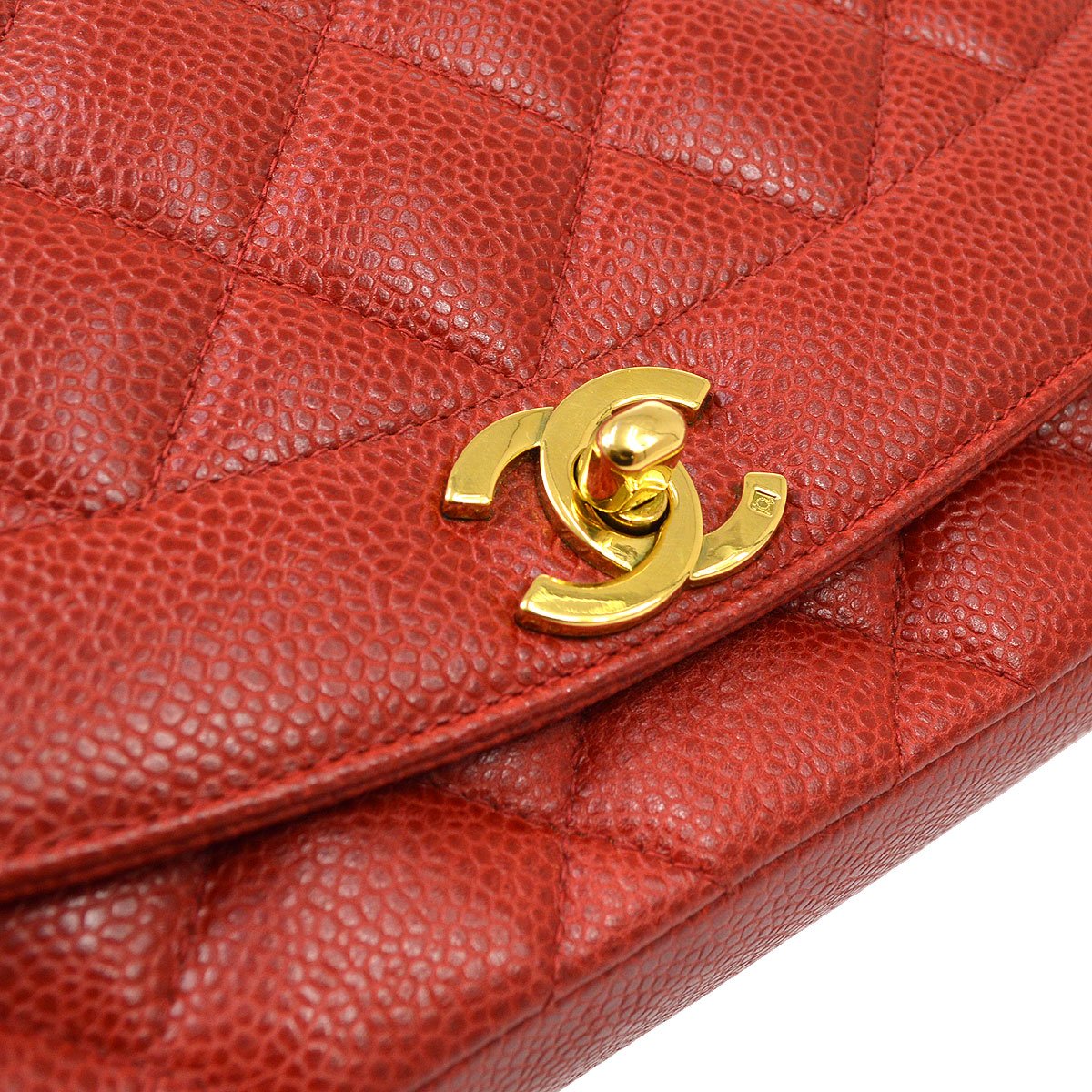Chanel 1991-1994 Red Caviar Medium Diana Flap Bag