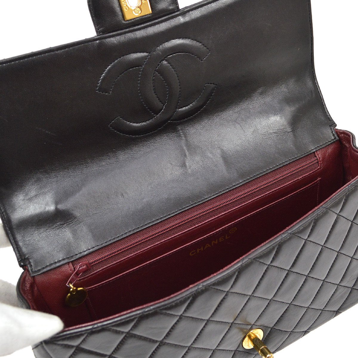 CHANEL 1994-1996 Classic Flap Handbag Black Lambskin