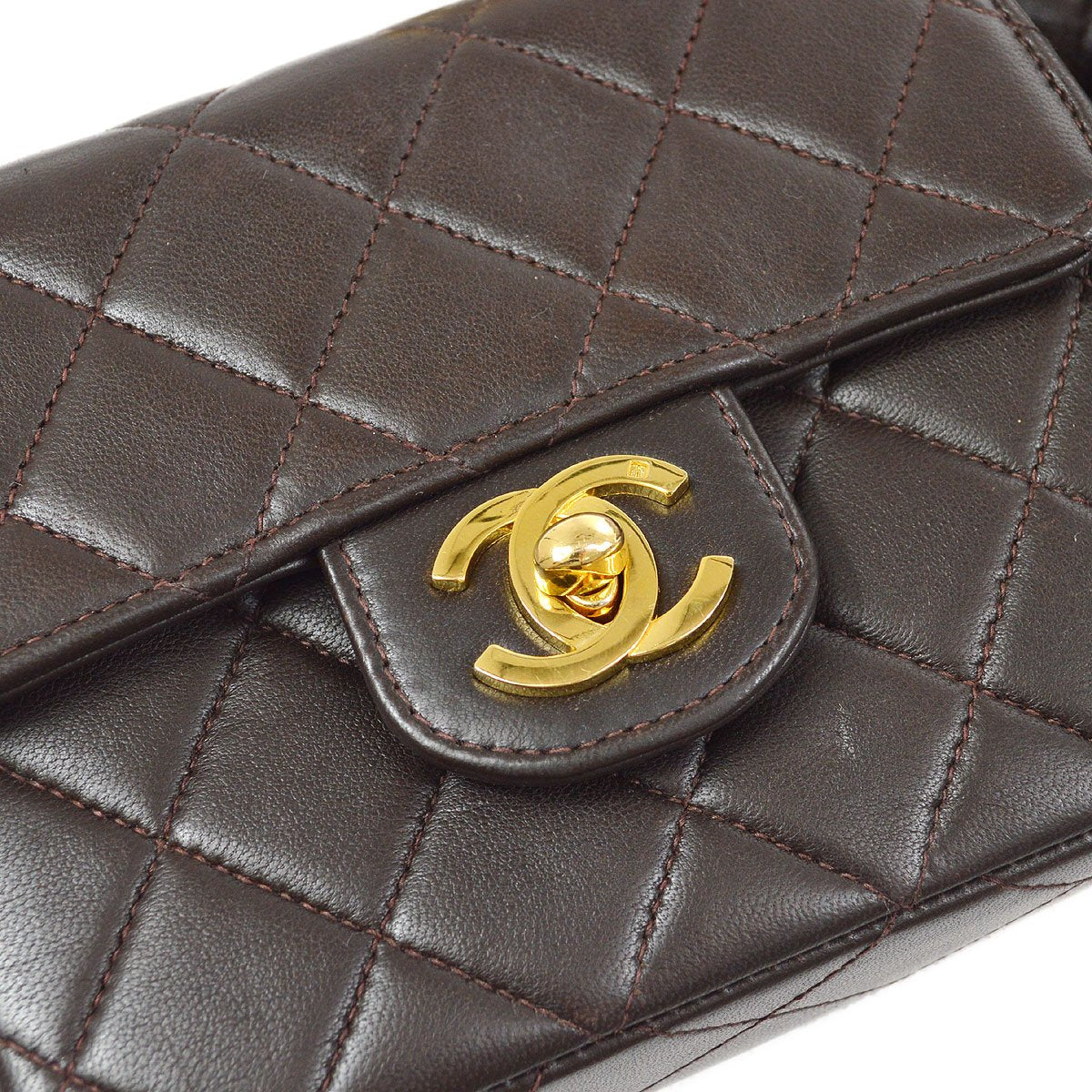 Chanel 1994 Classic Flap Handbag Set Brown Lambskin