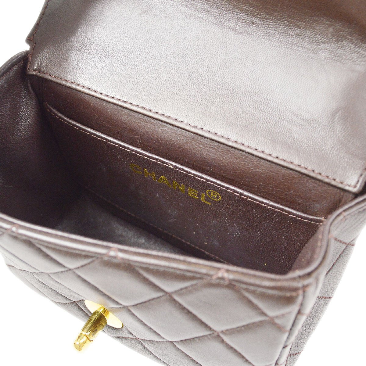 Chanel 1994 Classic Flap Handbag Set Brown Lambskin