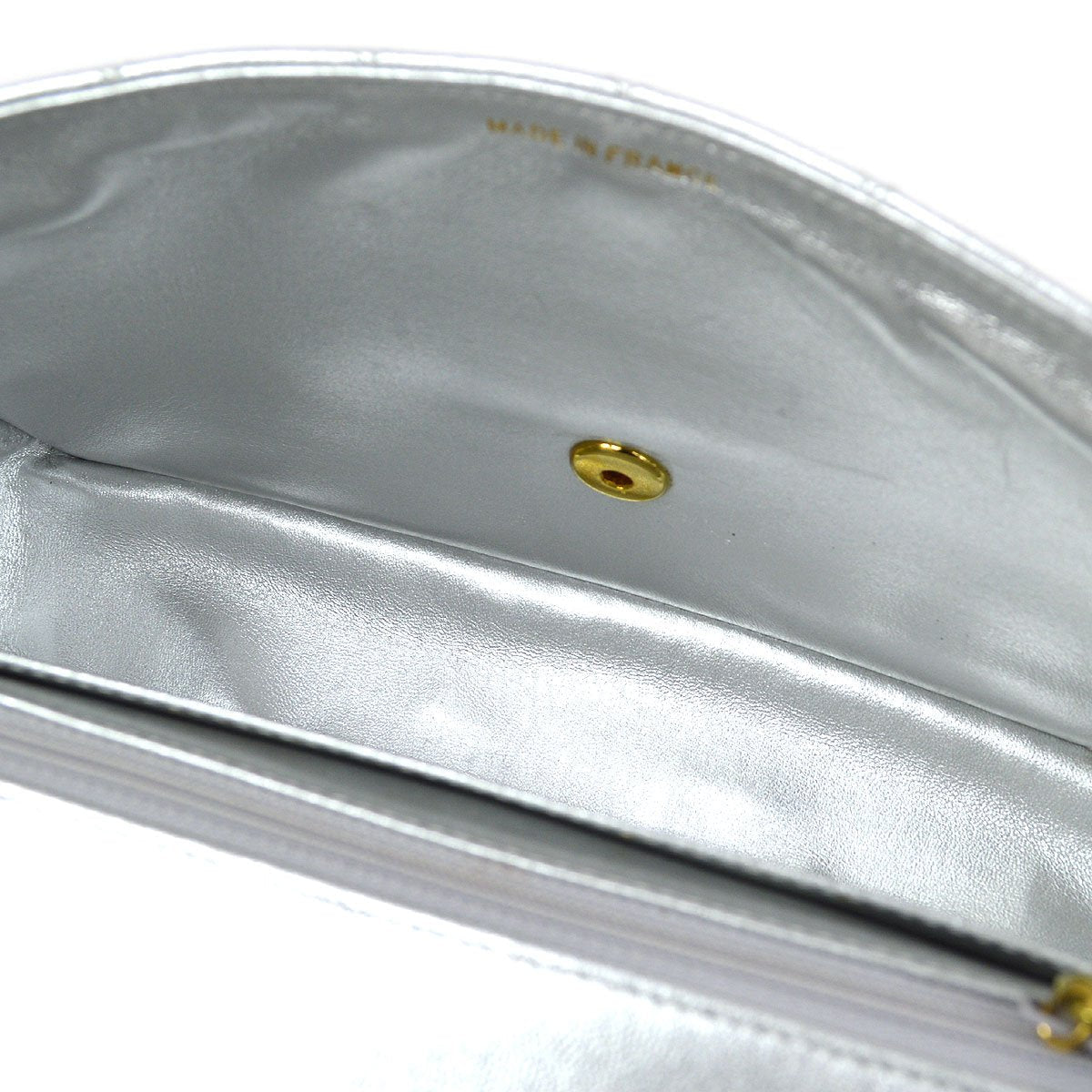 CHANEL 1994 Silver Lambskin Quilted Top Handle Bag