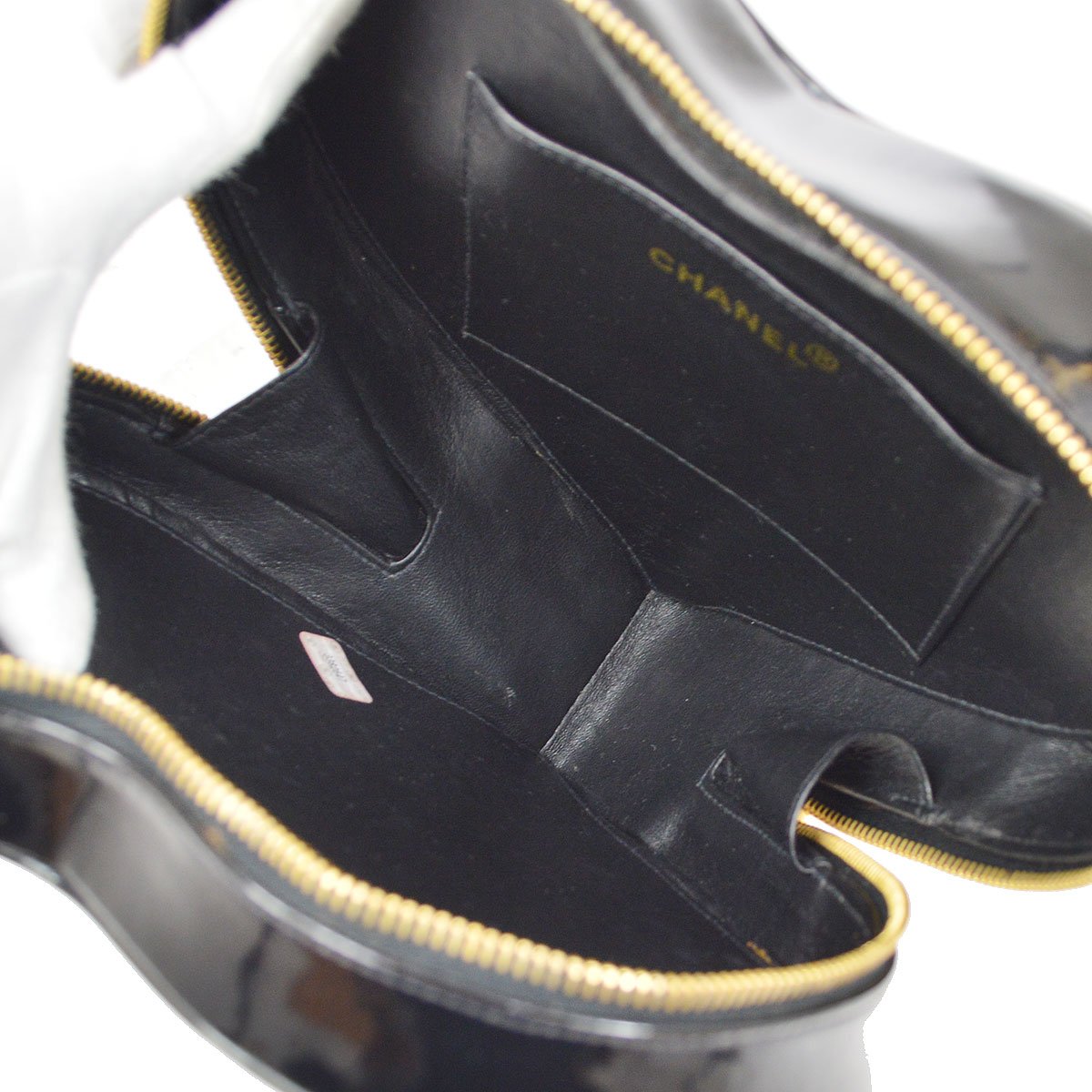 CHANEL * 1995 Black Patent Leather Heart vanity bag