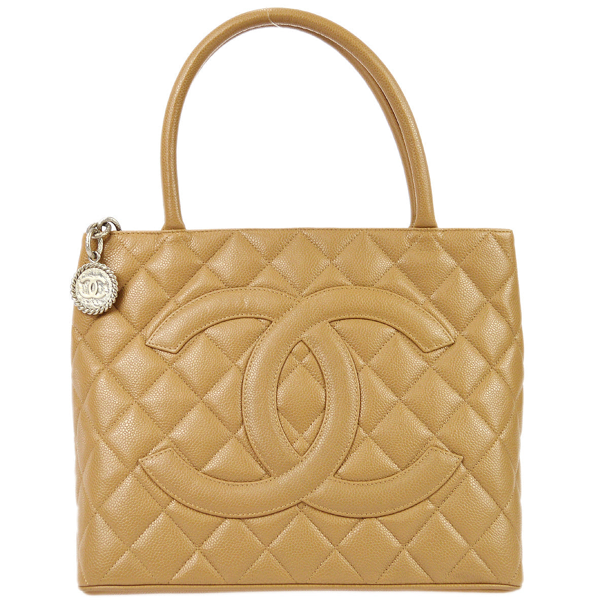 Chanel 2001-2003 Medallion Tote Beige Caviar