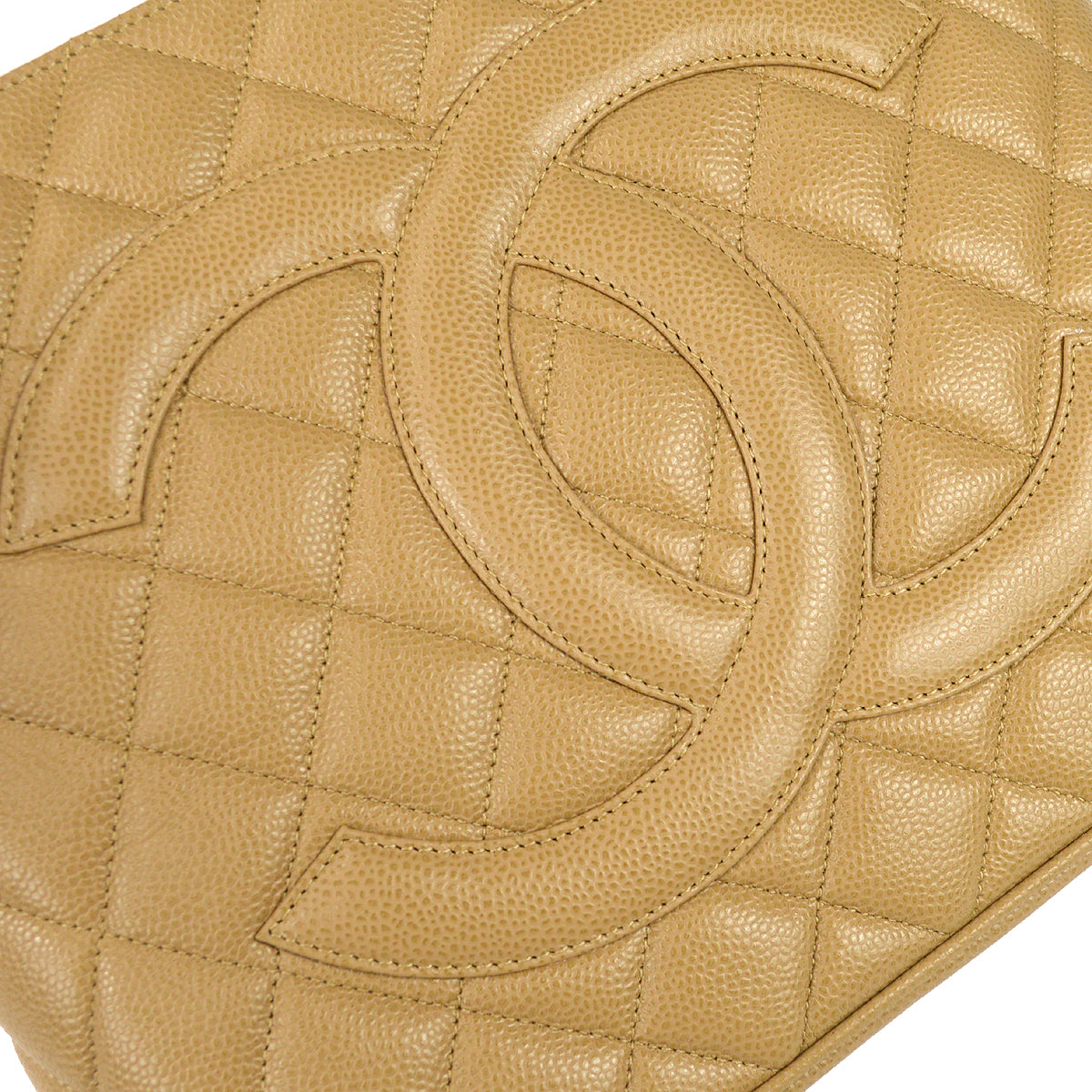 Chanel 2001-2003 Medallion Tote Beige Caviar