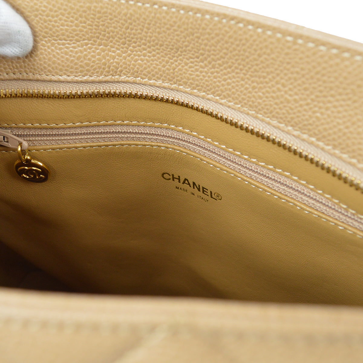 Chanel 2001-2003 Medallion Tote Beige Caviar