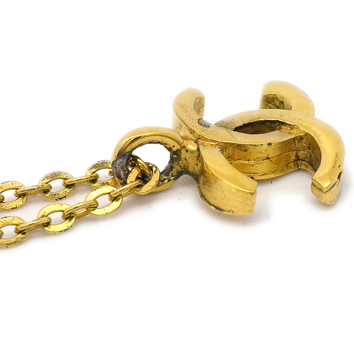 Chanel Mini CC Chain Pendant Necklace Gold 376