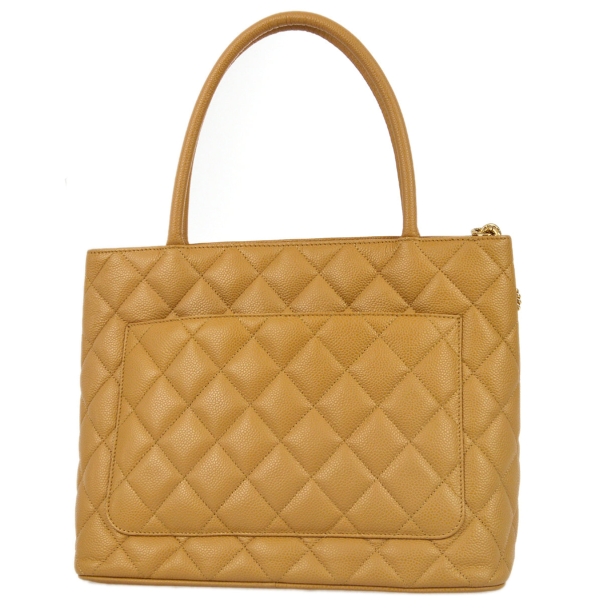 Chanel 2006-2008 Beige Caviar Medallion Tote