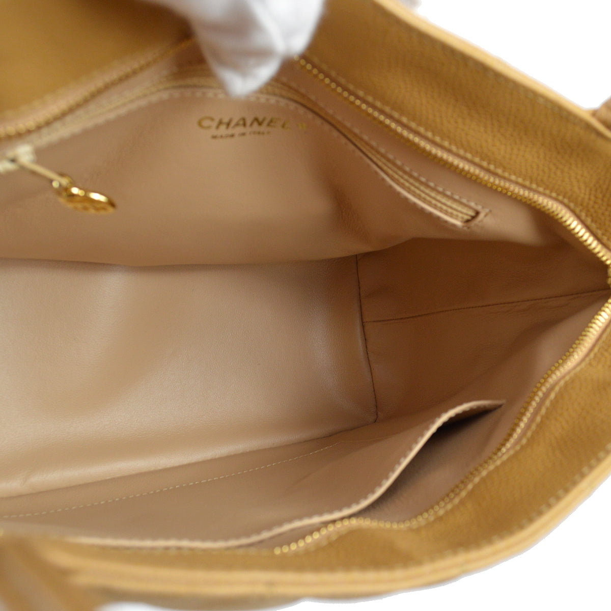 Chanel 2006-2008 Beige Caviar Medallion Tote