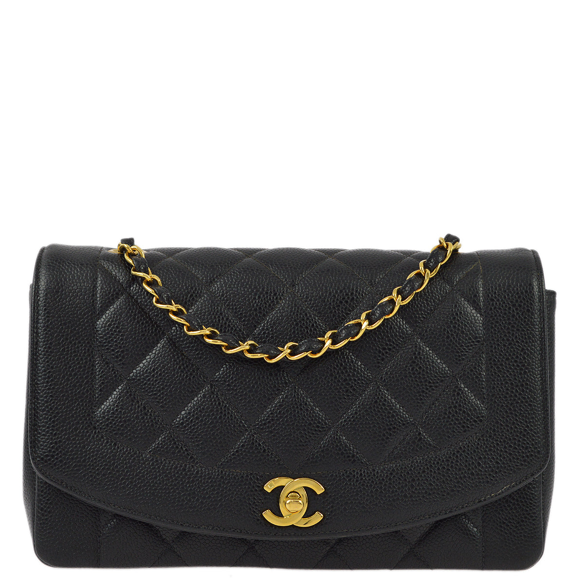 Chanel Black Caviar Medium Diana Shoulder Bag