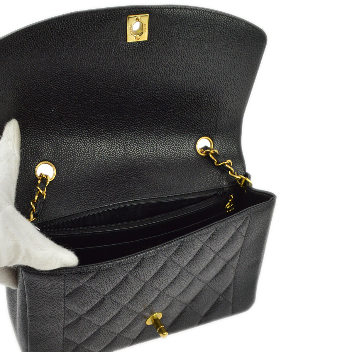 Chanel Black Caviar Medium Diana Shoulder Bag