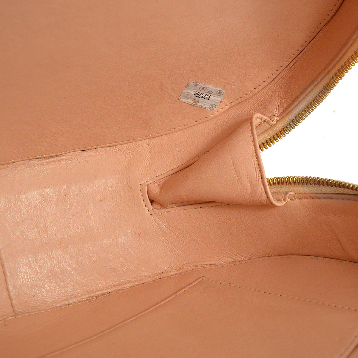 Chanel Beige Patent Leather Round Vanity Handbag
