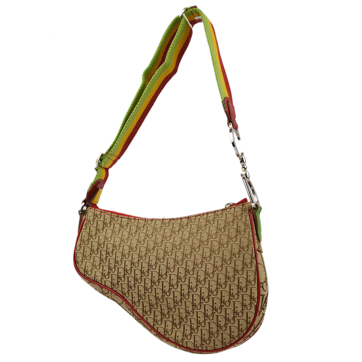 Christian Dior 2004 Rasta-Color Trotter Saddle Shoulder Bag