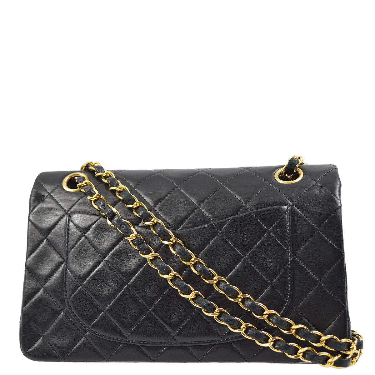 Chanel 1997-1999 Black Lambskin Small Classic Double Flap Shoulder Bag