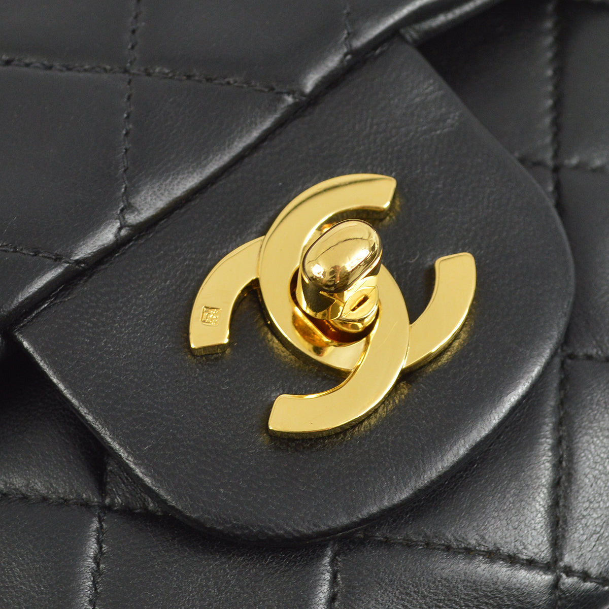Chanel 1997-1999 Black Lambskin Small Classic Double Flap Shoulder Bag
