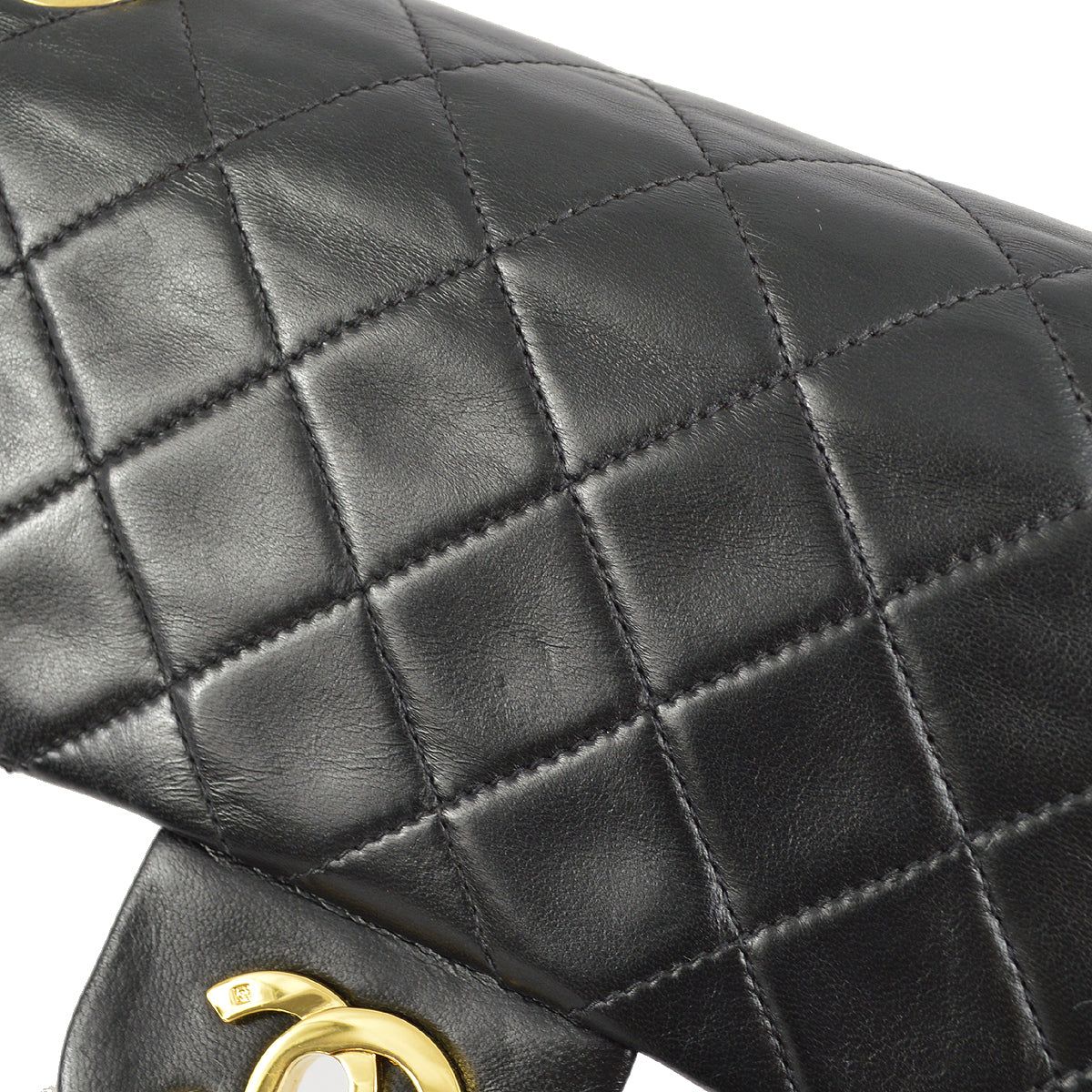 Chanel 1997-1999 Black Lambskin Small Classic Double Flap Shoulder Bag