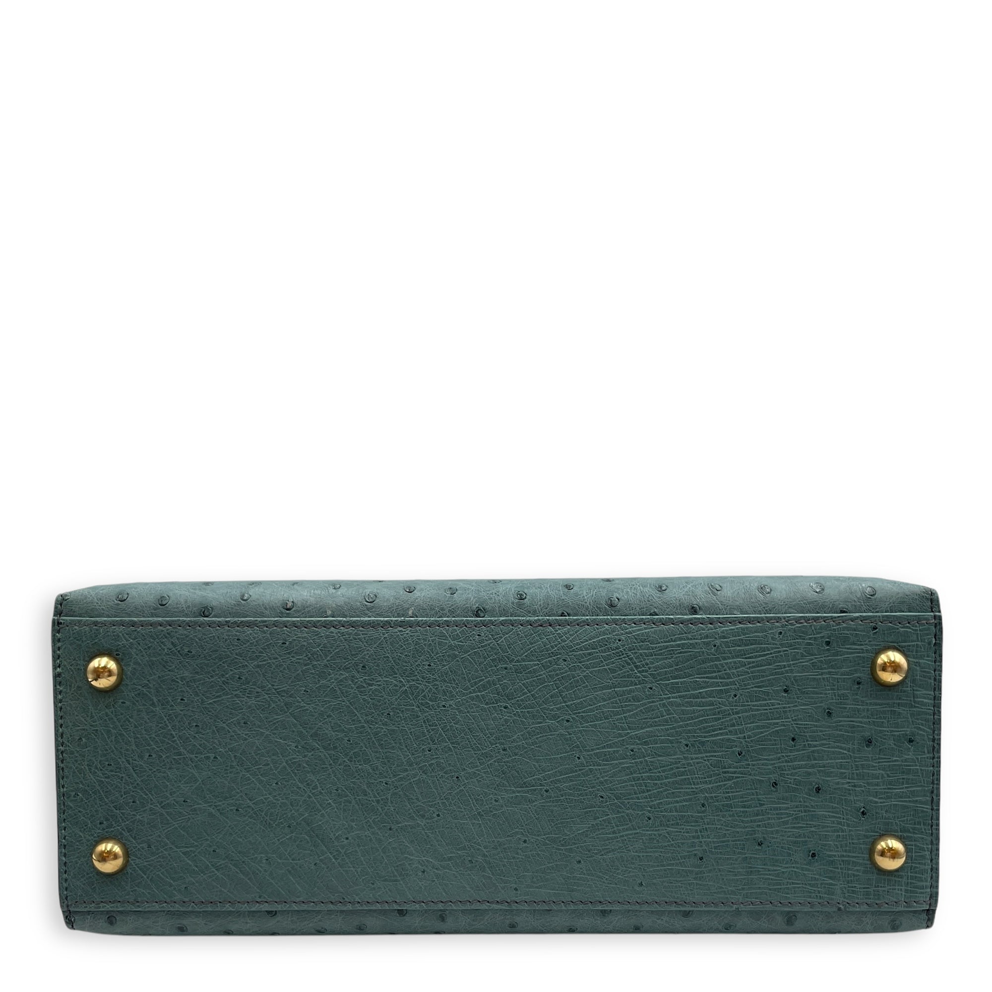 Dalvy 30 Blue Jean in Ostrich, Gold hardware