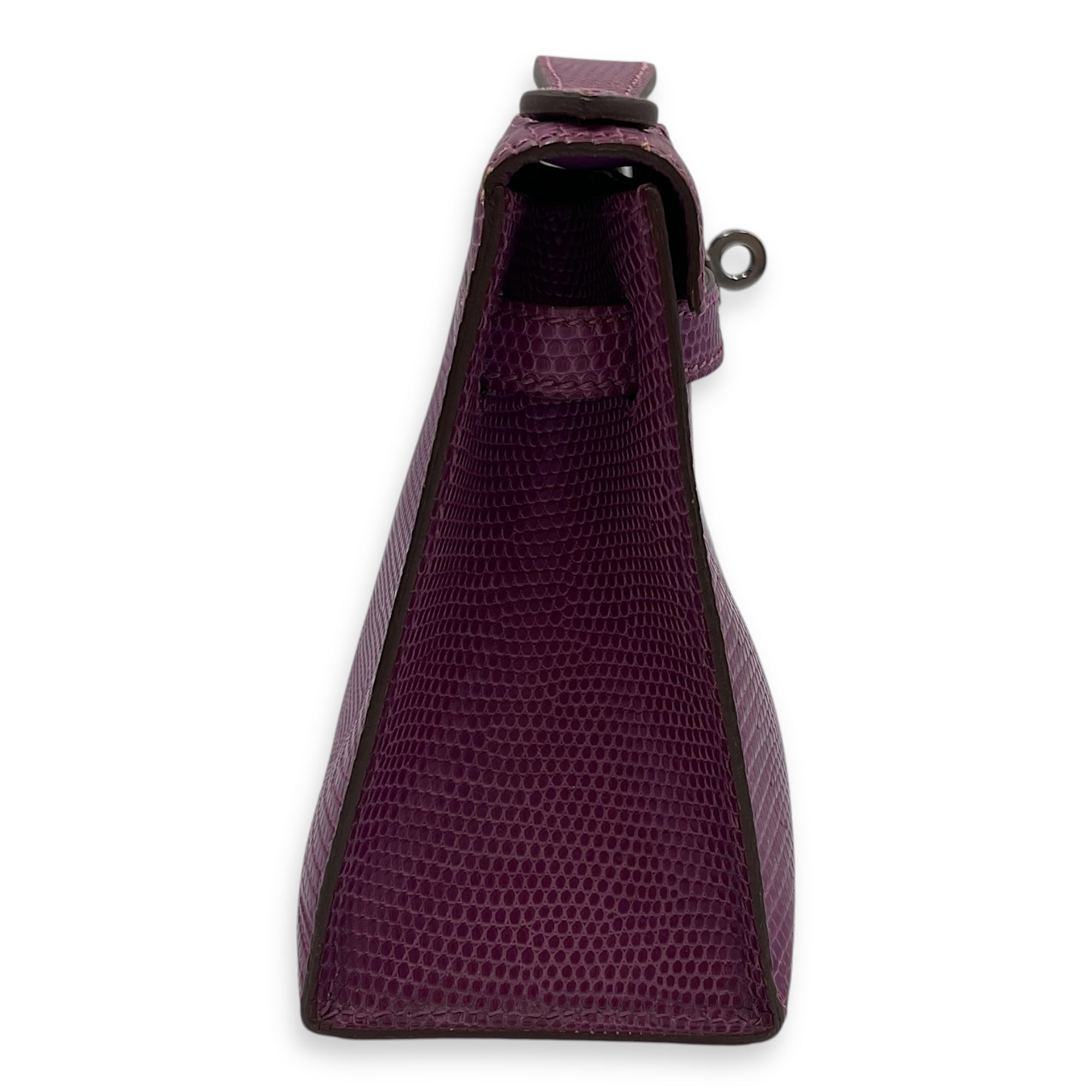 Kelly Pochette Violet in Lizard Varanus Niloticus, Ruthenium hardware