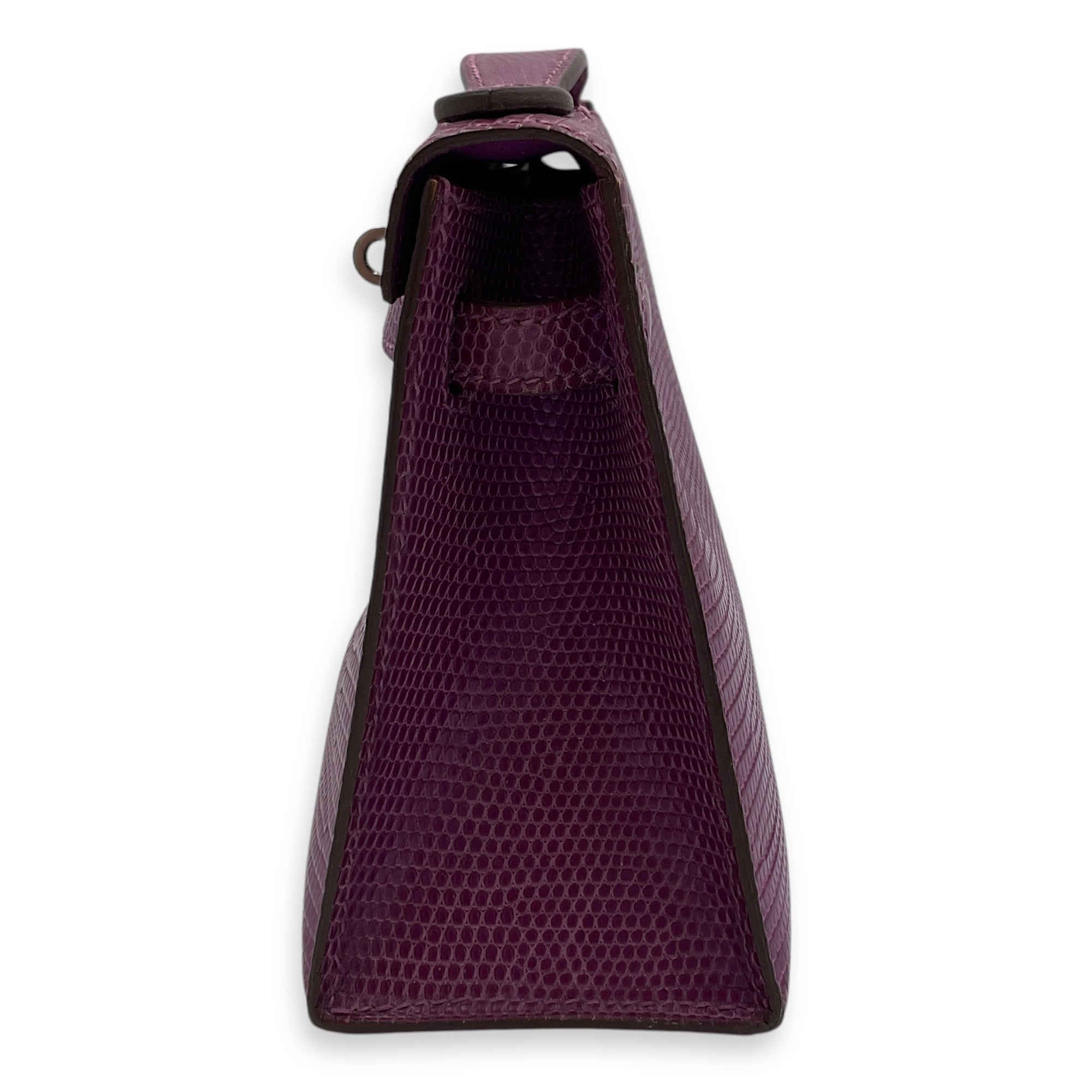 Kelly Pochette Violet in Lizard Varanus Niloticus, Ruthenium hardware
