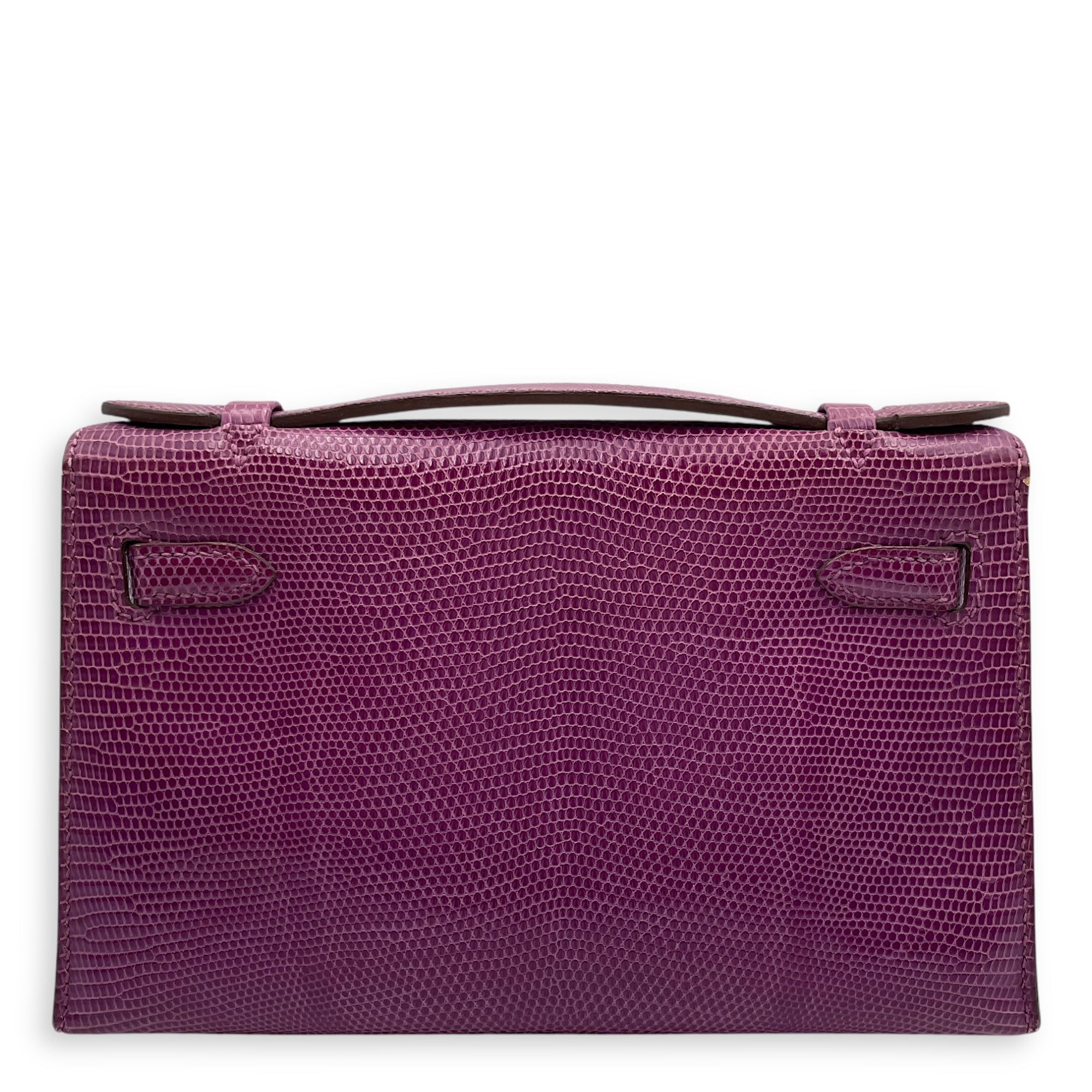 Kelly Pochette Violet in Lizard Varanus Niloticus, Ruthenium hardware