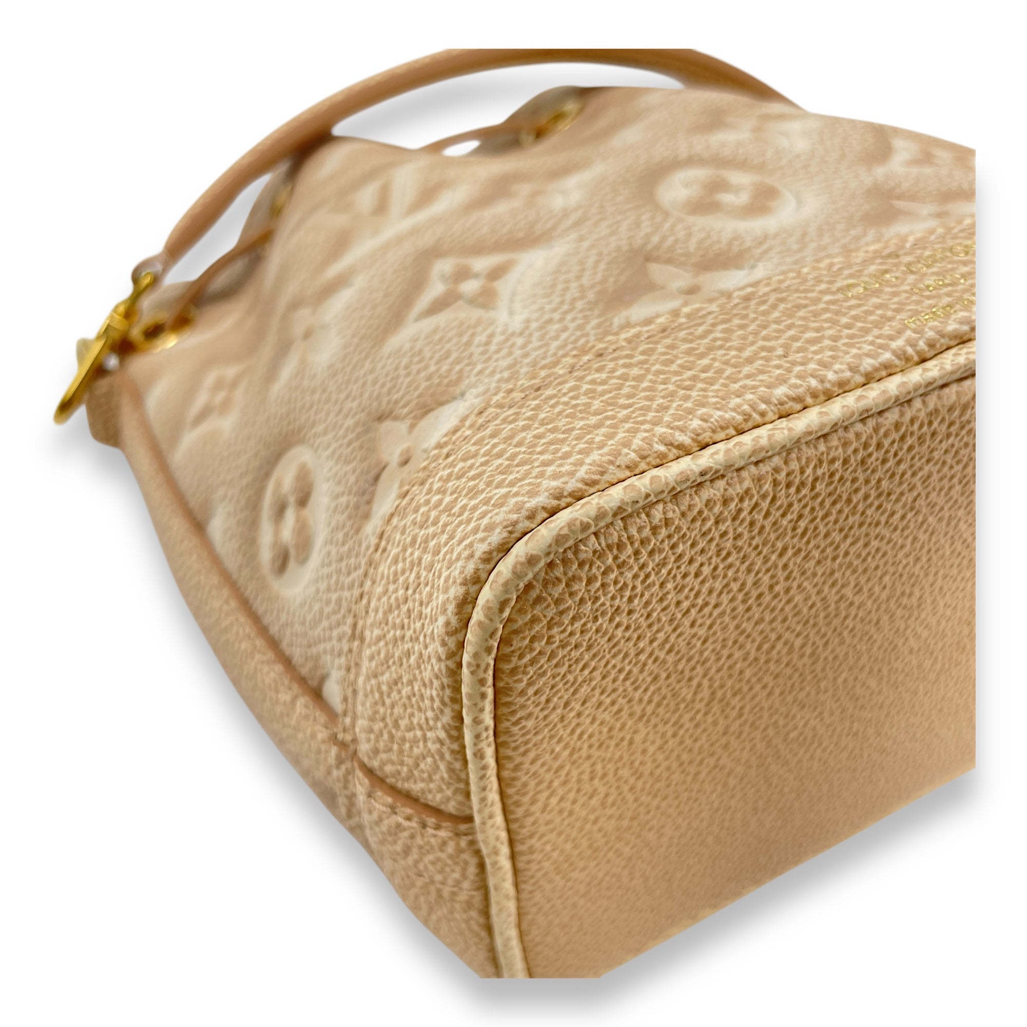 Bucket 13cm Beige Crossbody Bag in Coated Canvas, Gold hardware