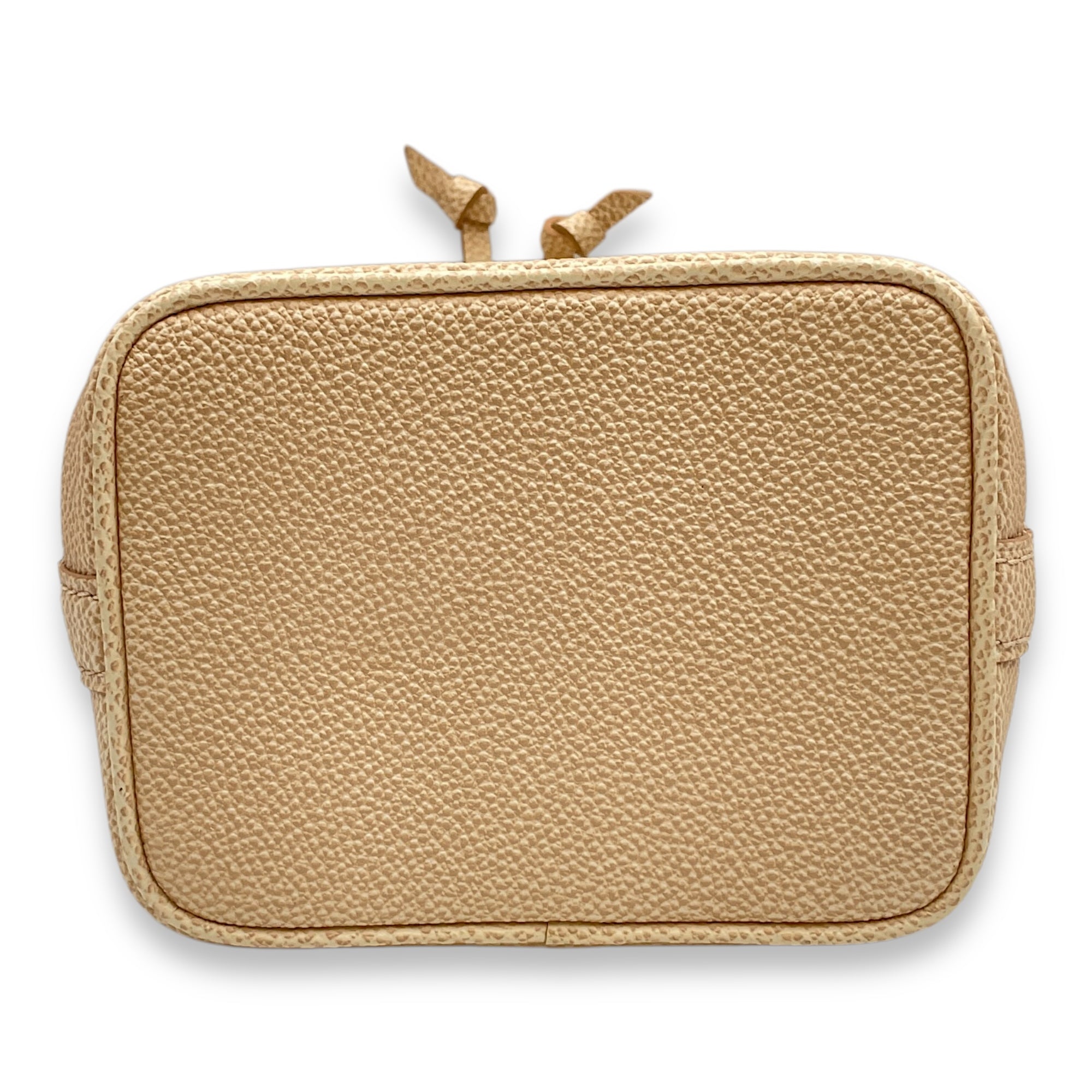 Bucket 13cm Beige Crossbody Bag in Coated Canvas, Gold hardware