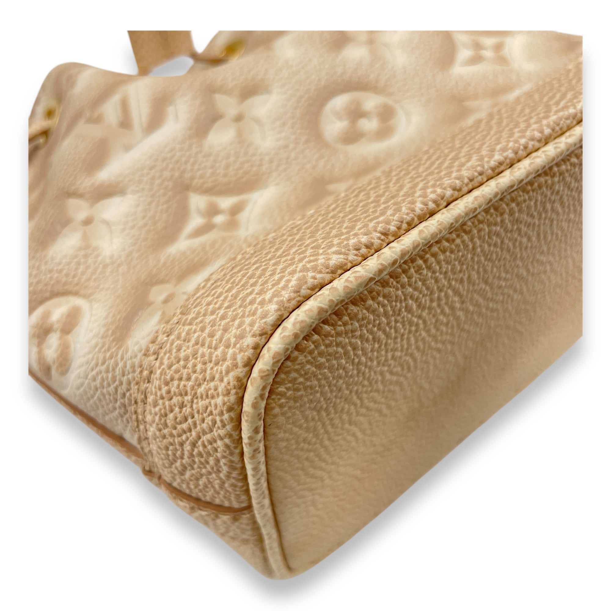 Bucket 13cm Beige Crossbody Bag in Coated Canvas, Gold hardware