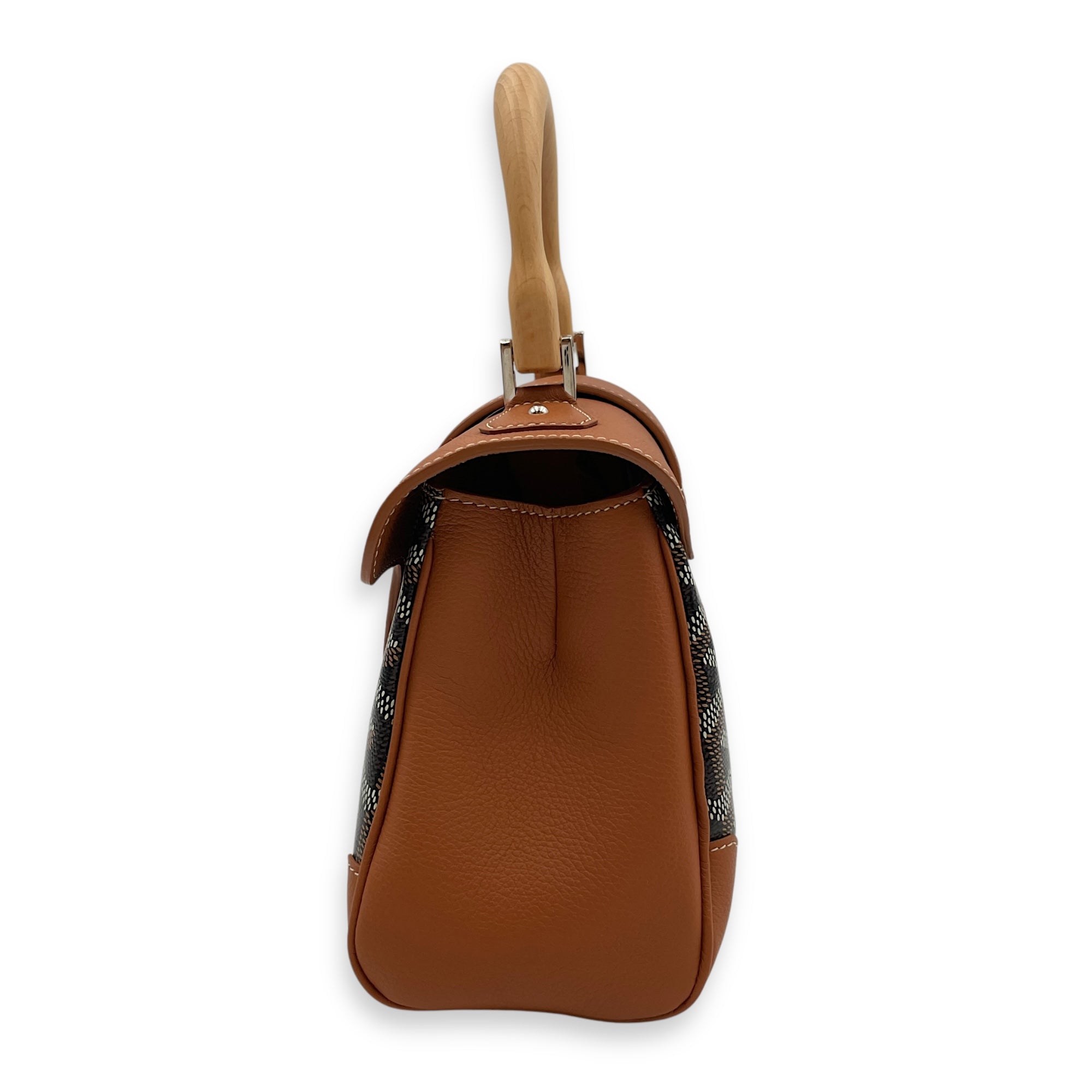 Saigon Souple Mini Brown Shoulder Bag in Canvas, Palladium hardware