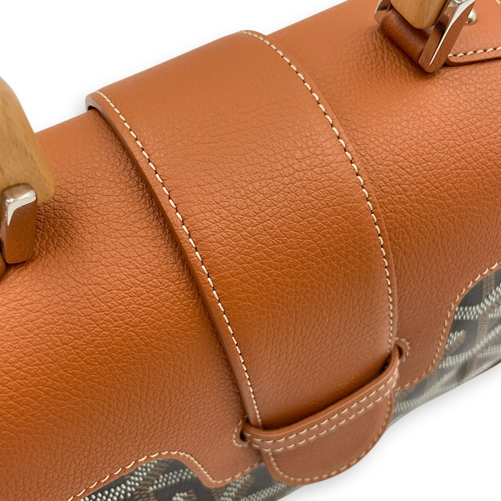 Saigon Souple Mini Brown Shoulder Bag in Canvas, Palladium hardware