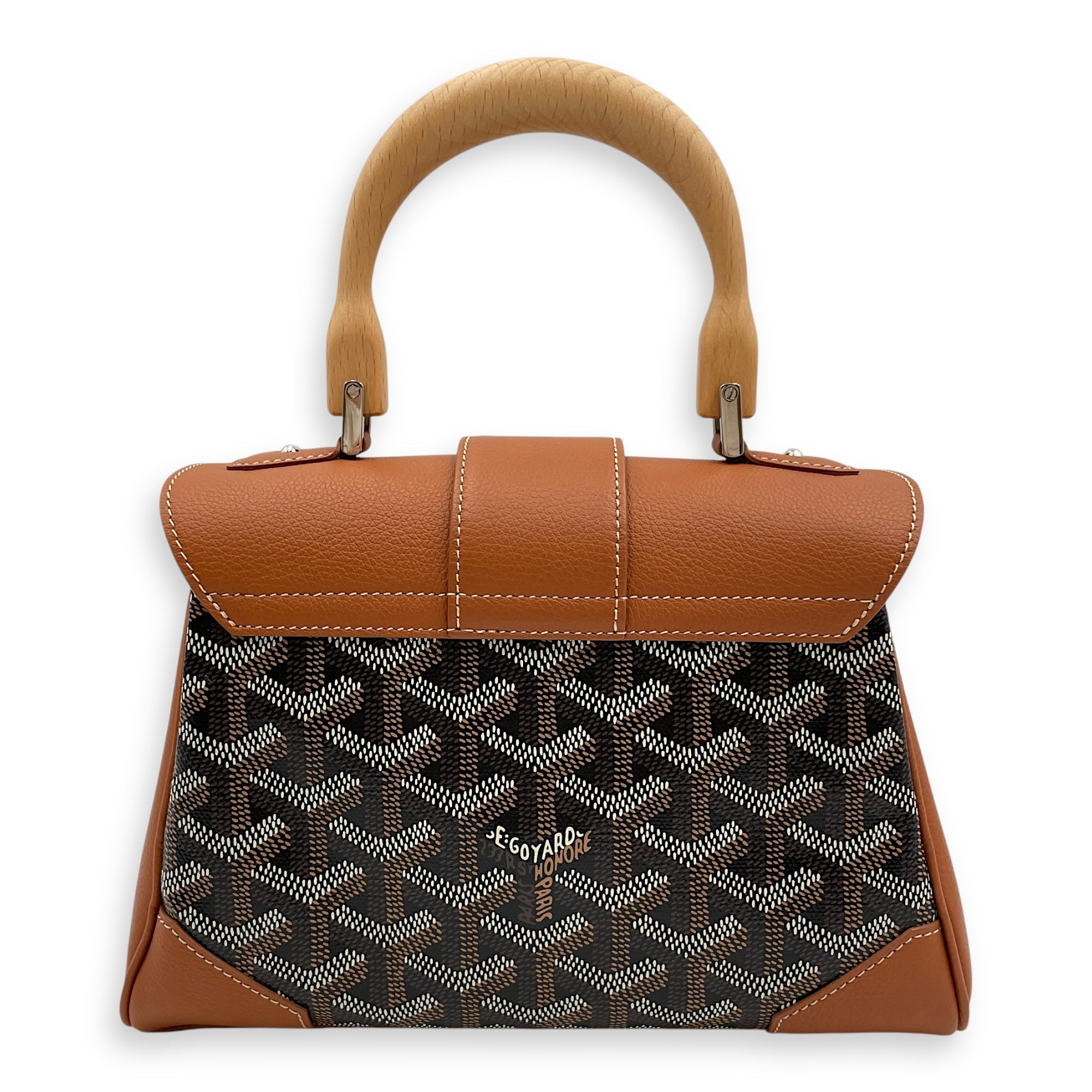 Saigon Souple Mini Brown Shoulder Bag in Canvas, Palladium hardware