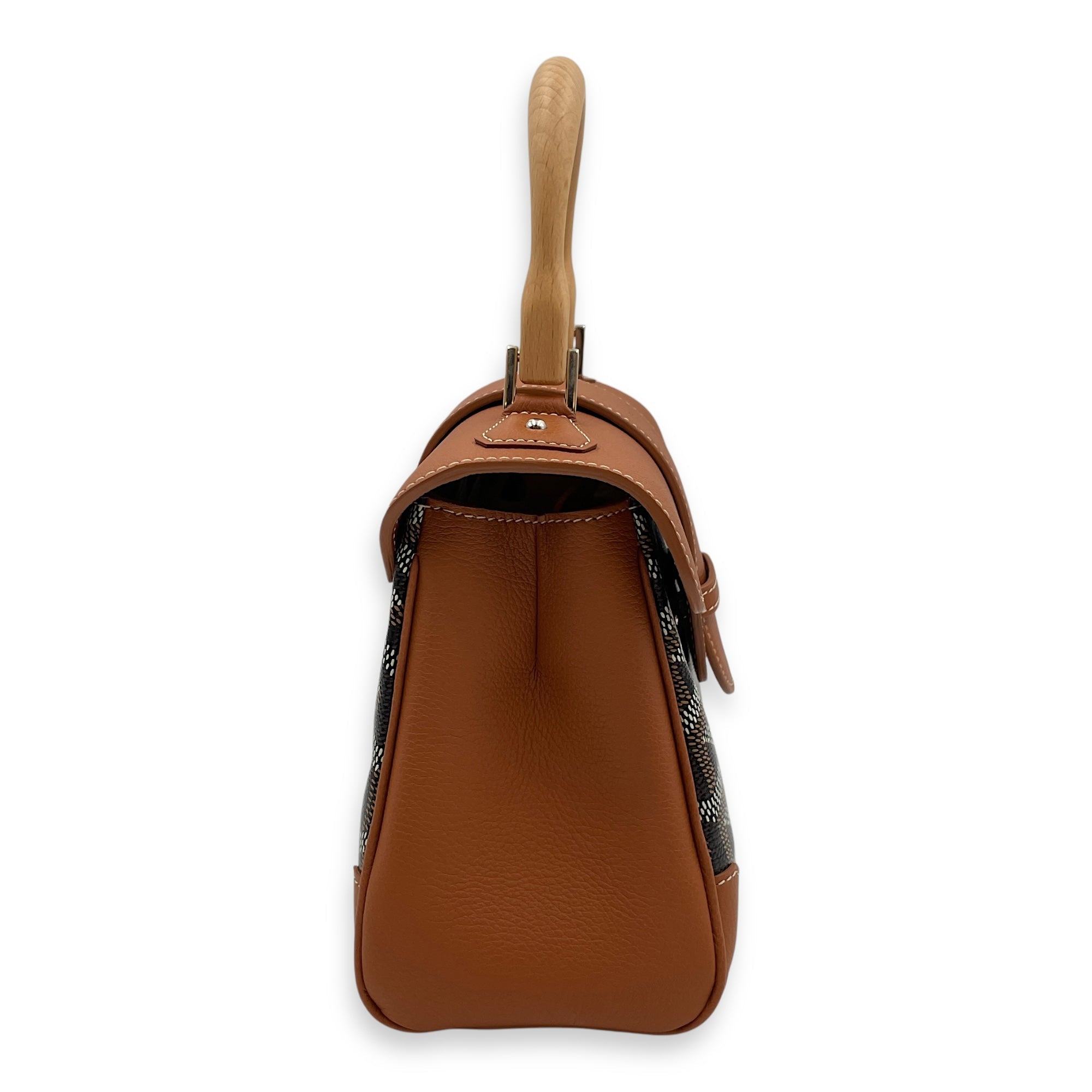 Saigon Souple Mini Brown Shoulder Bag in Canvas, Palladium hardware