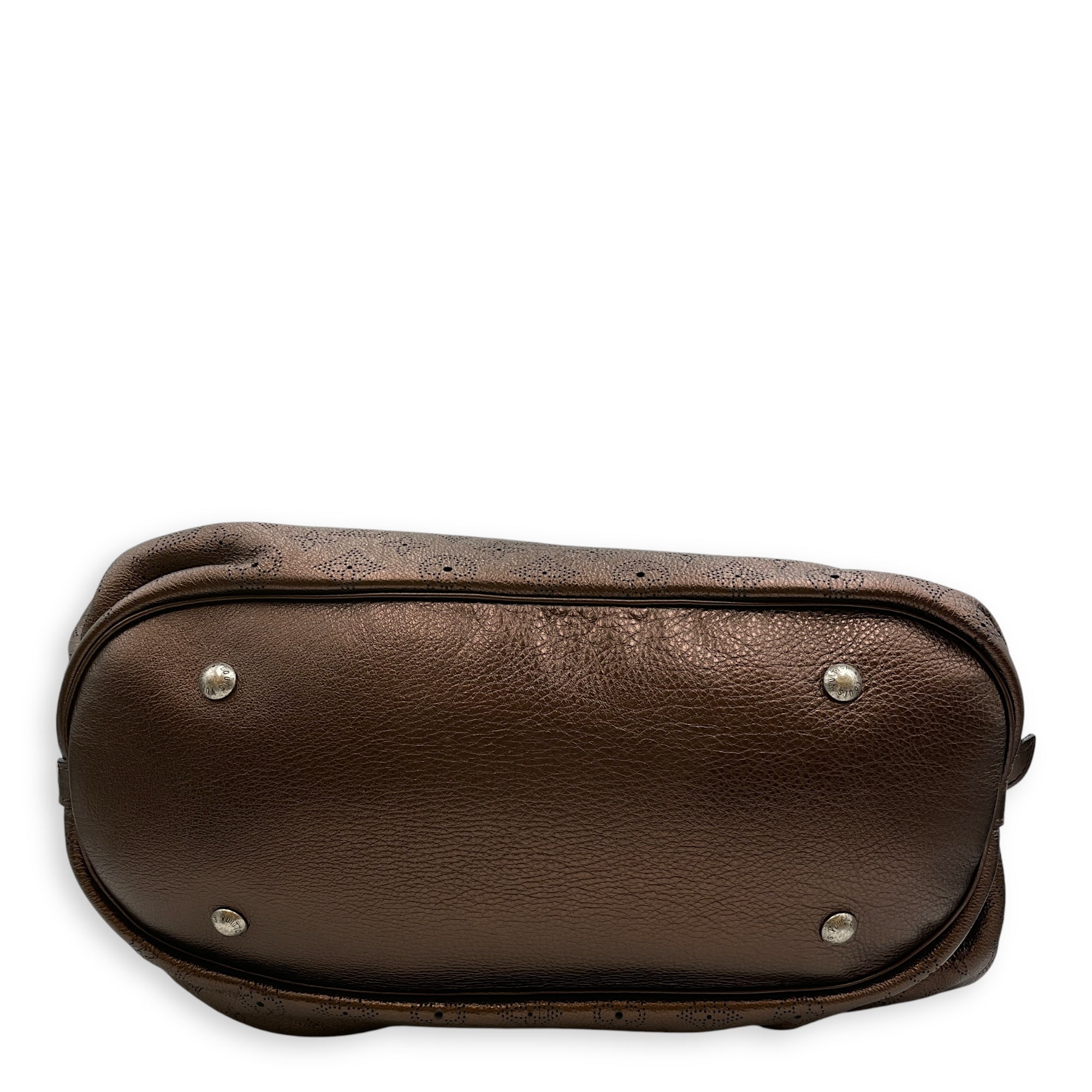 Mahina Brown Shoulder Bag in Calfskin, Silver hardware
