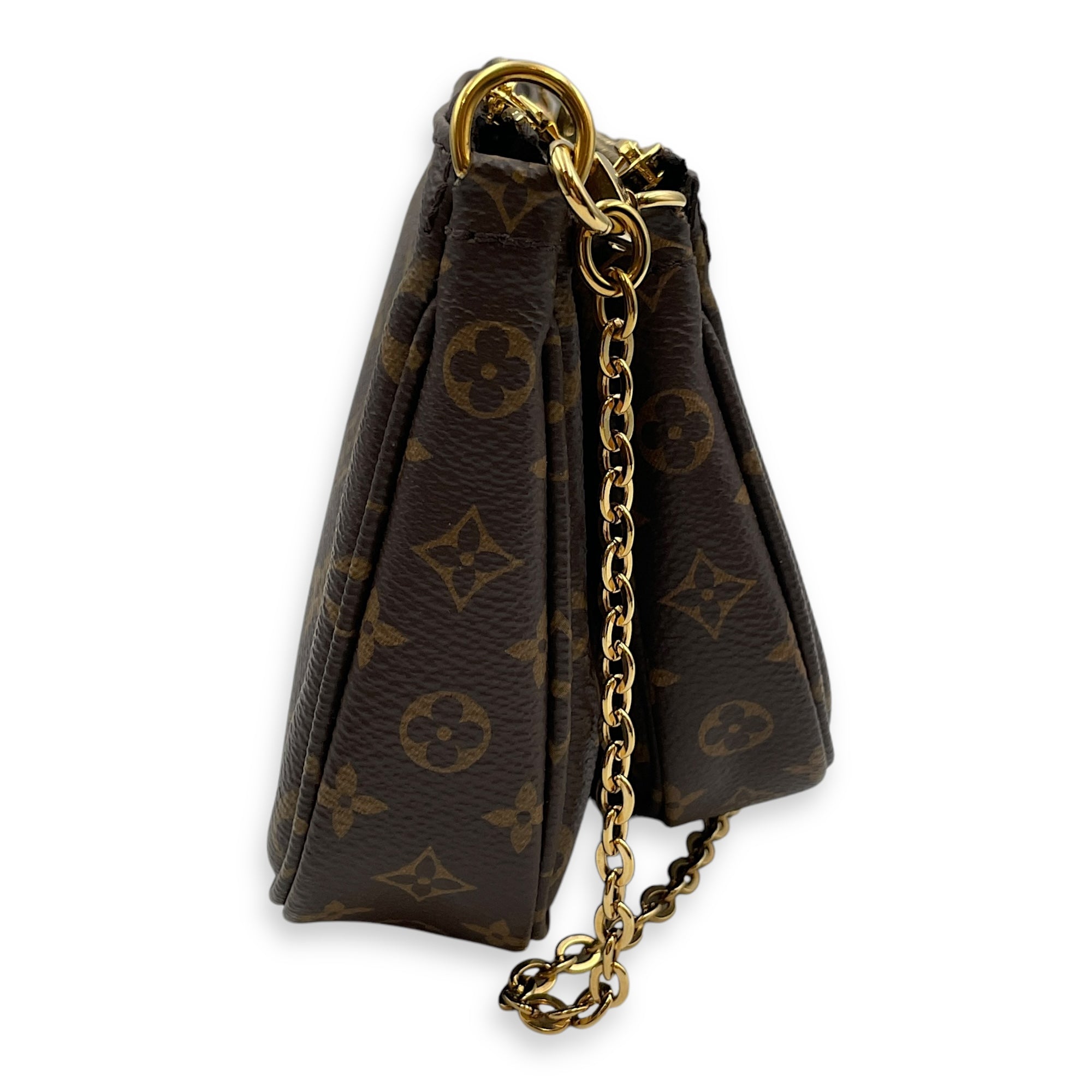 Multi Pochette Monogram Crossbody Bag in Coated Canvas, Gold hardware