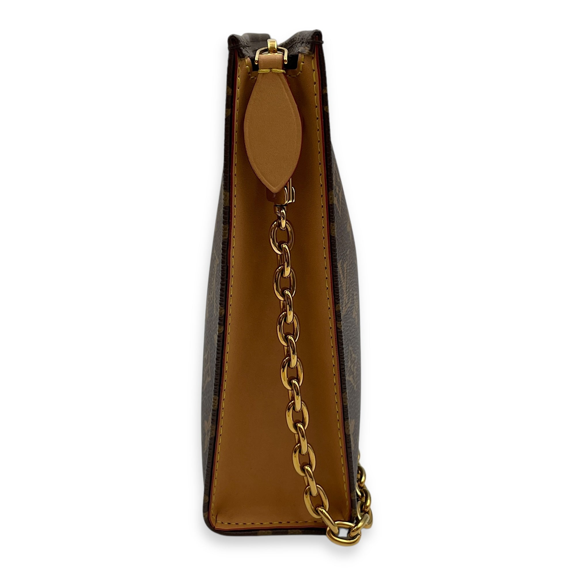 Toiletry 26cm Monogram Pouch on Chain in Coated Canvas, Gold hardware