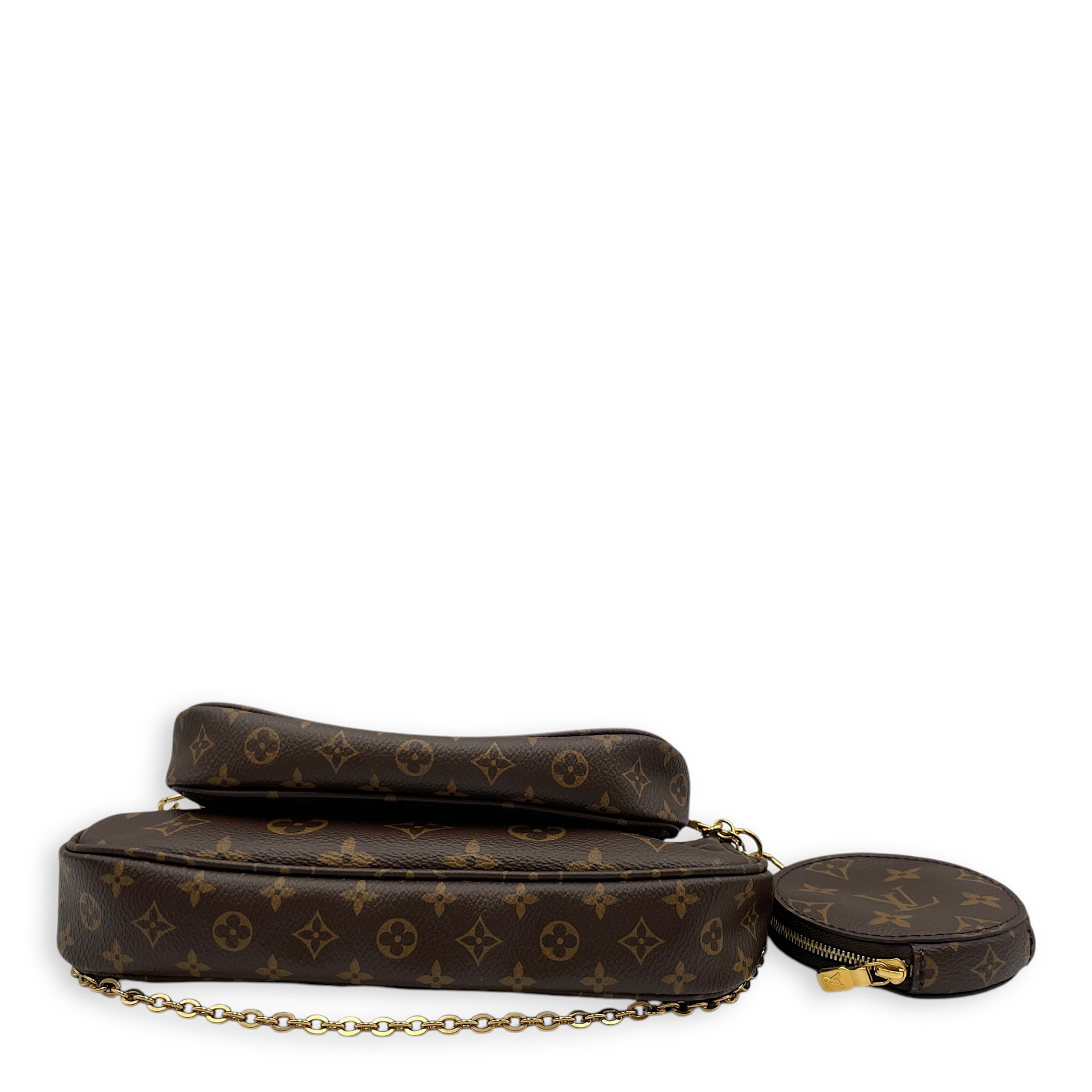 Multi Pochette Monogram Crossbody Bag in Coated Canvas, Gold hardware