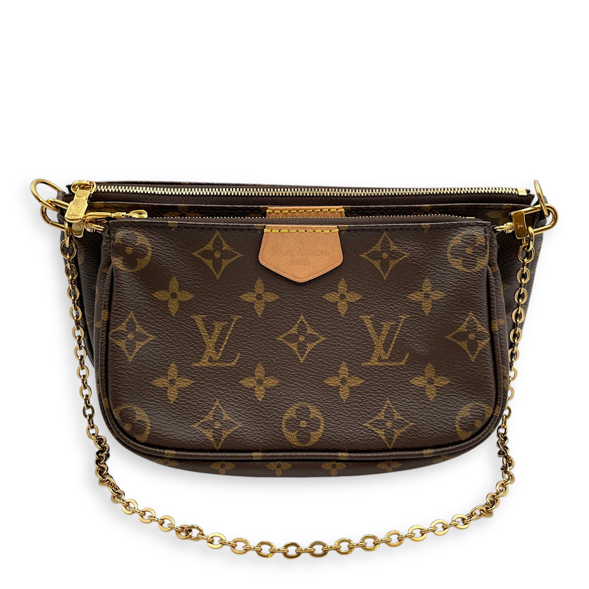 Multi Pochette Monogram Crossbody Bag in Coated Canvas, Gold hardware