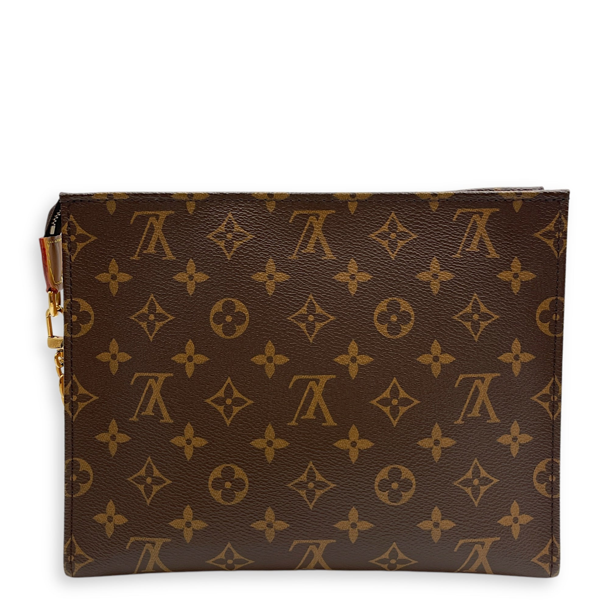 Toiletry 26cm Monogram Pouch on Chain in Coated Canvas, Gold hardware
