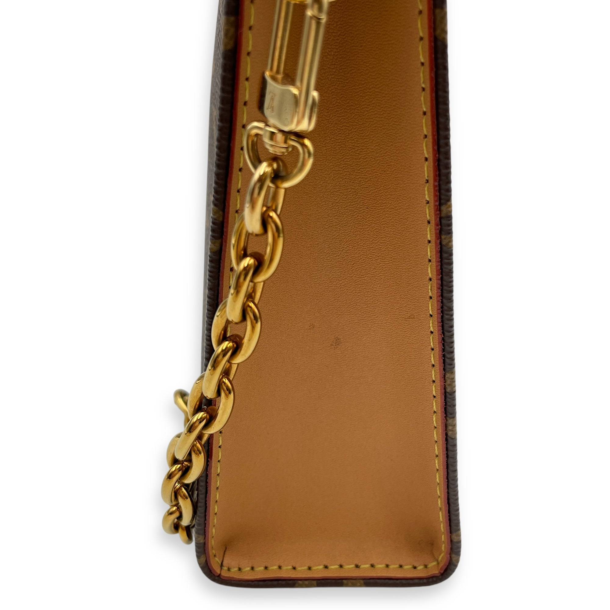 Toiletry 26cm Monogram Pouch on Chain in Coated Canvas, Gold hardware