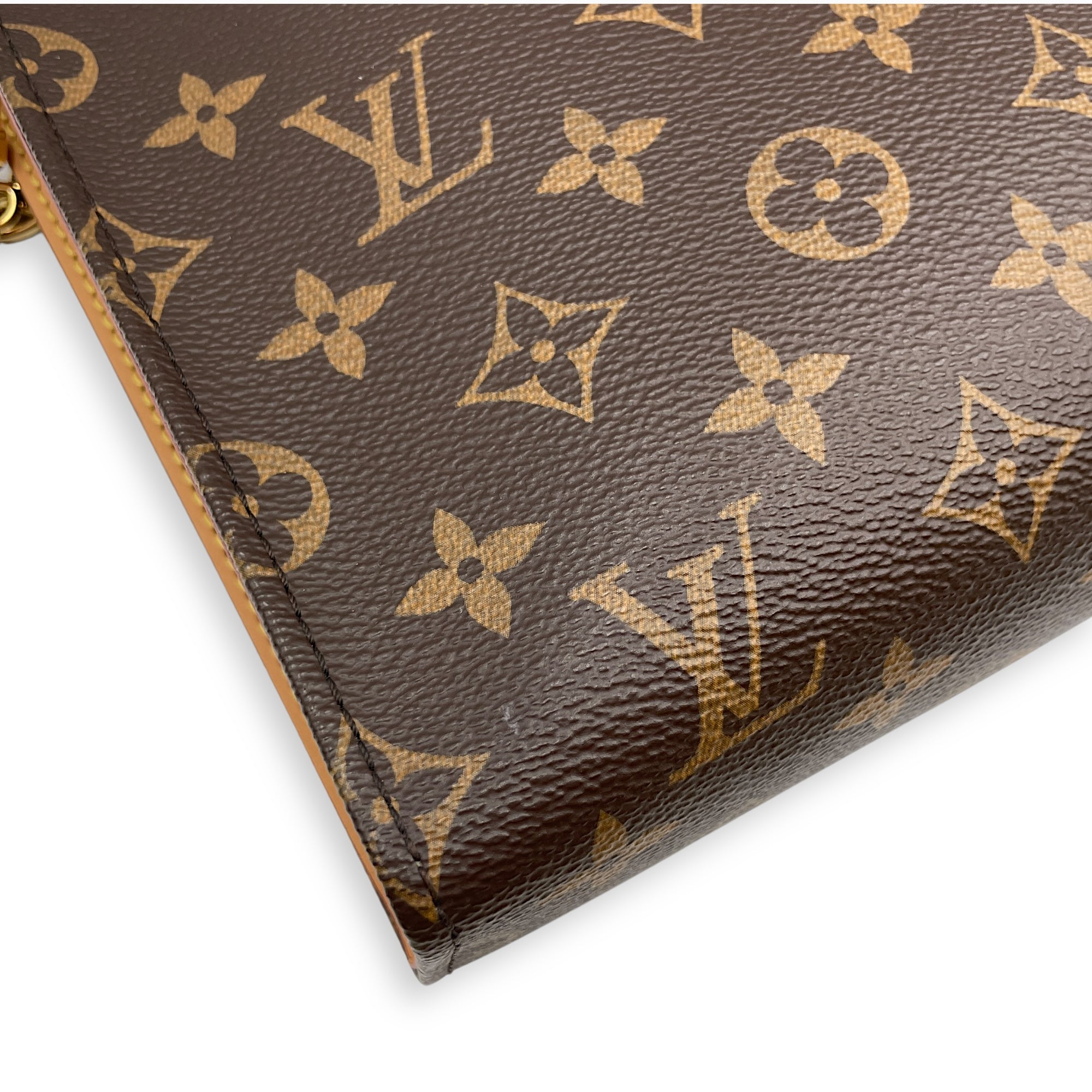 Toiletry 26cm Monogram Pouch on Chain in Coated Canvas, Gold hardware