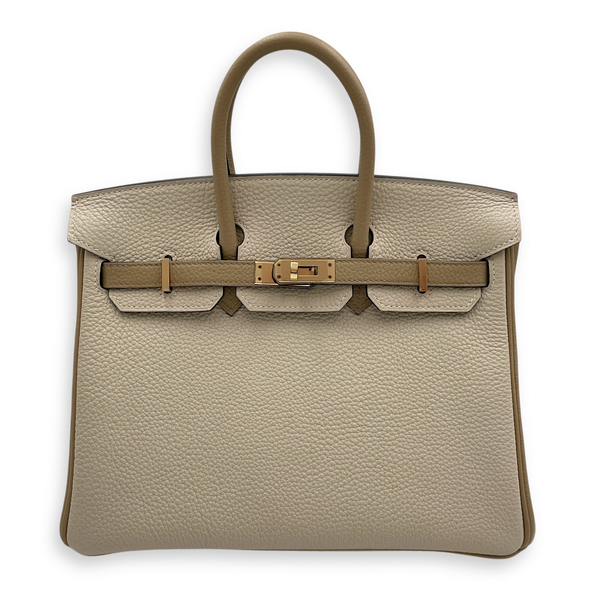 HSS Birkin 25 Craie/Trench in Togo, Permabrass hardware