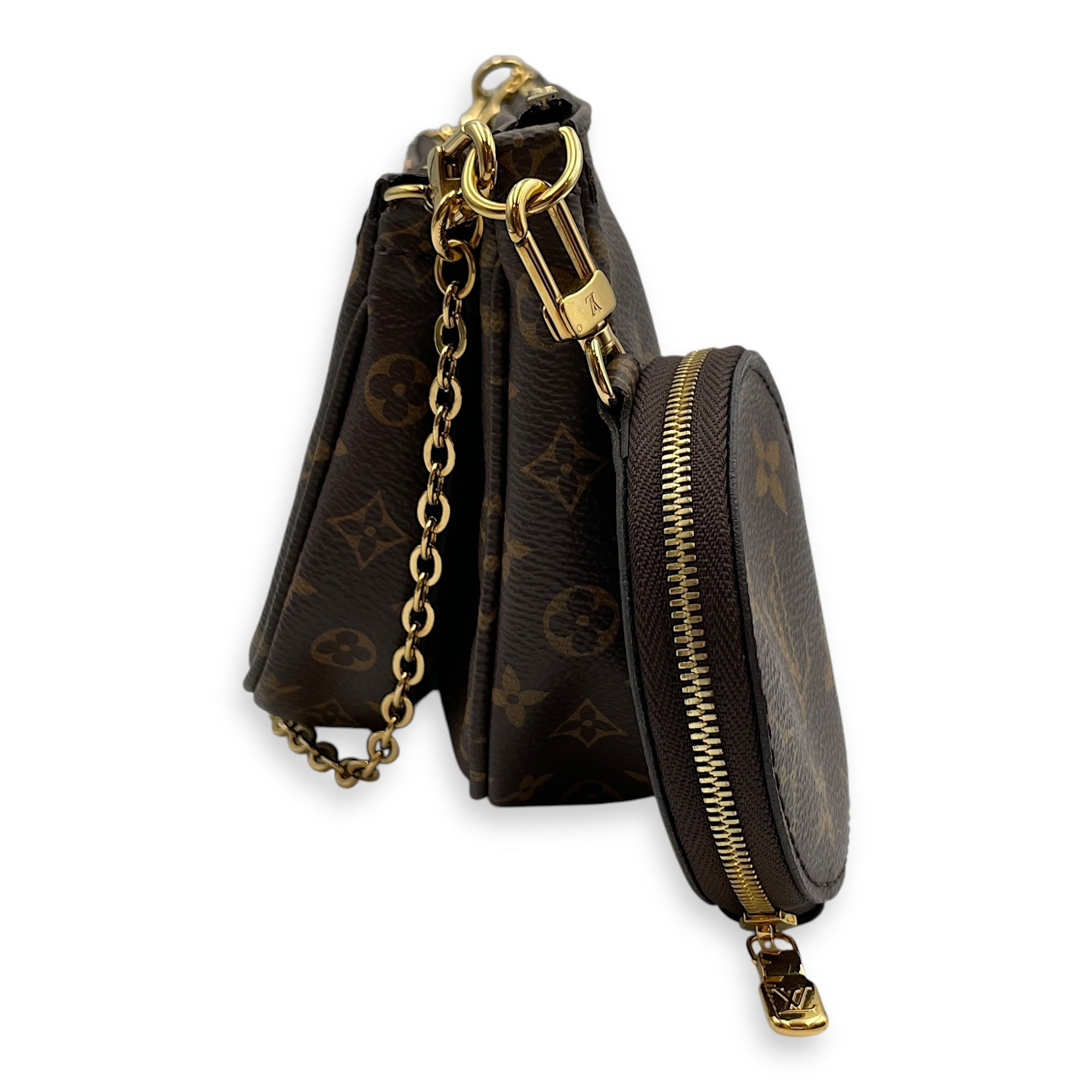 Multi Pochette Monogram Crossbody Bag in Coated Canvas, Gold hardware