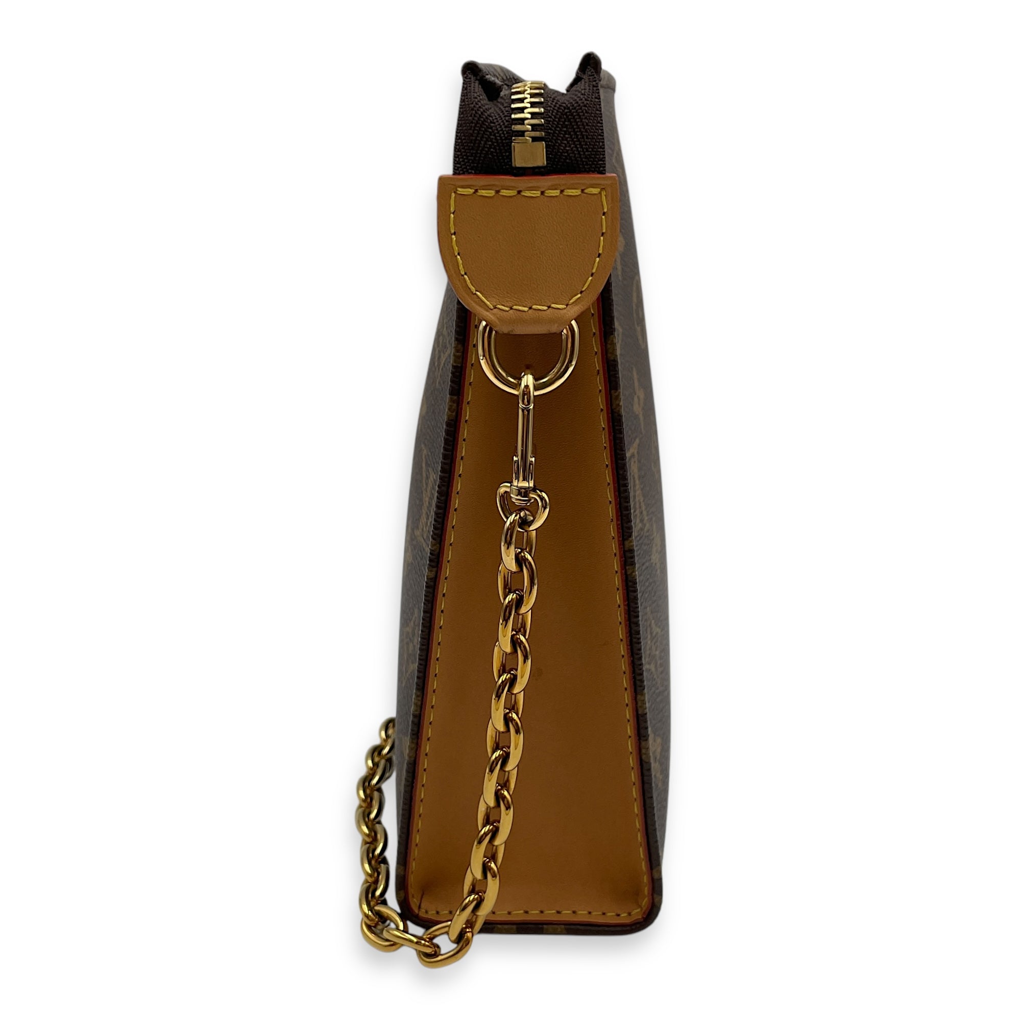 Toiletry 26cm Monogram Pouch on Chain in Coated Canvas, Gold hardware