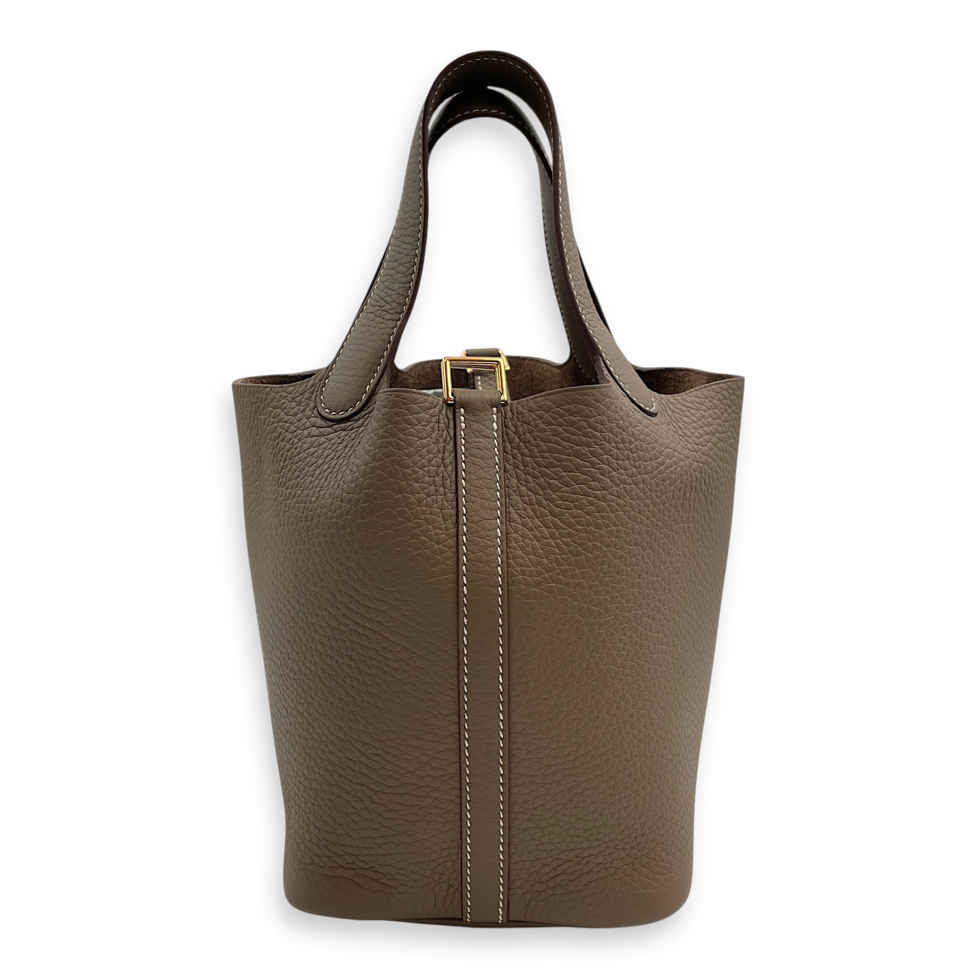 Picotin 18 Etoupe in Clemence, Gold hardware